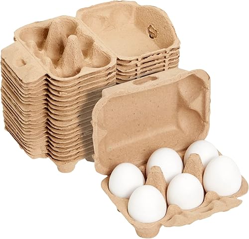 Miniatura 5 de Paquete de 20 cajas de huevos de papel reutilizables para 6 huevos de gallina con 50 etiquetas autoadhesivas y cuerda de yute de 49 pies, cartones