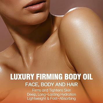 Bellisinno Body Firming Oil 3.38 FL OZ, After Shower Body Oils for Women, Skin Tightening and Hydrating Treatment for Arms, Legs, Stomach Body, Deep Moisturizing Body Care That Plumps