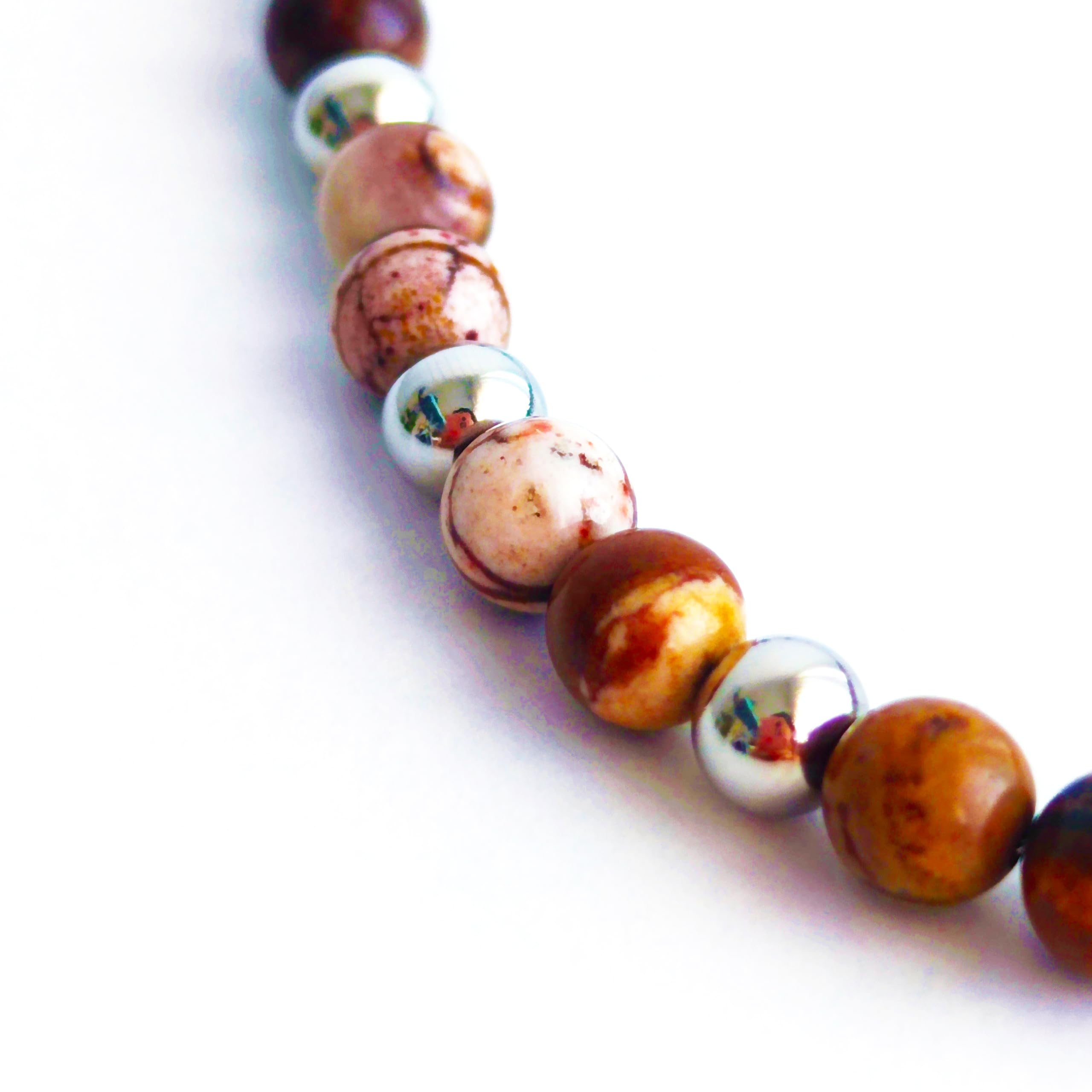 Bracciale, Cavigliera, Collana "Zebra" in Pietra Naturale e Acciaio Inox - Les Folies