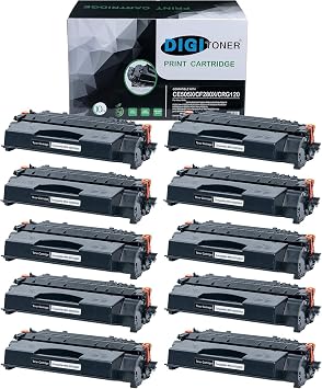DIGITONER Compatible CE505X CF280X CRG120 Toner Cartridge CE505X CF280X CRG120 High Yield Toner Cartridge Replacement for HP Laser Printer Black [10 Pack]