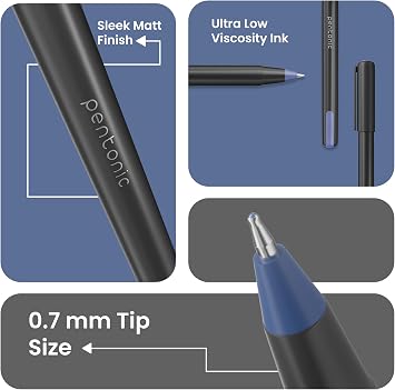 LINC Pentonic Ball Point Pen | Tip Size 0.7 mm | Comfortable Grip | Ideal for Students and Professionals | For School, Office & Business Use | Blister Pack of 10, Blue Ink