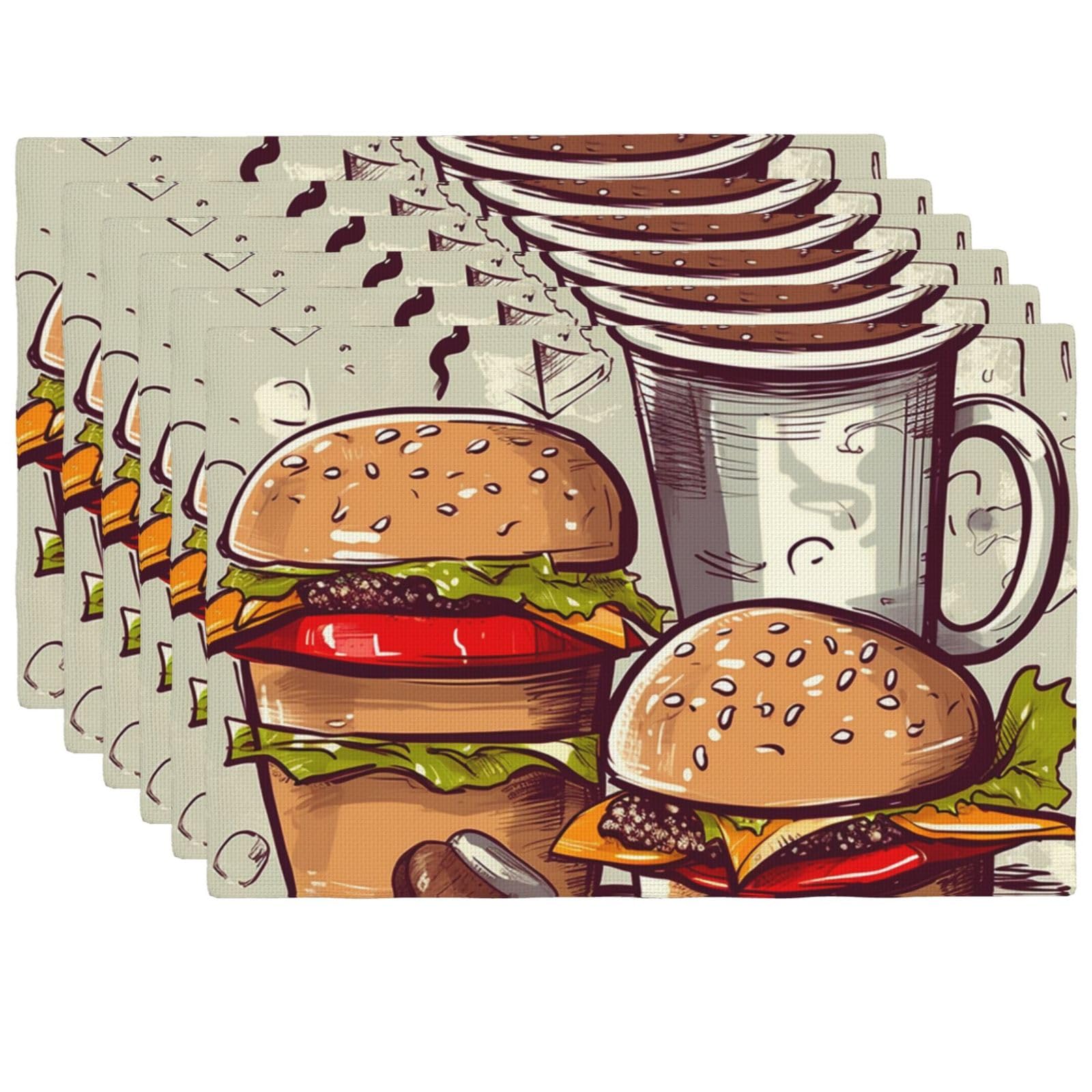 Sets de table hamburger lavables et résistants à la chaleur pour repas propres