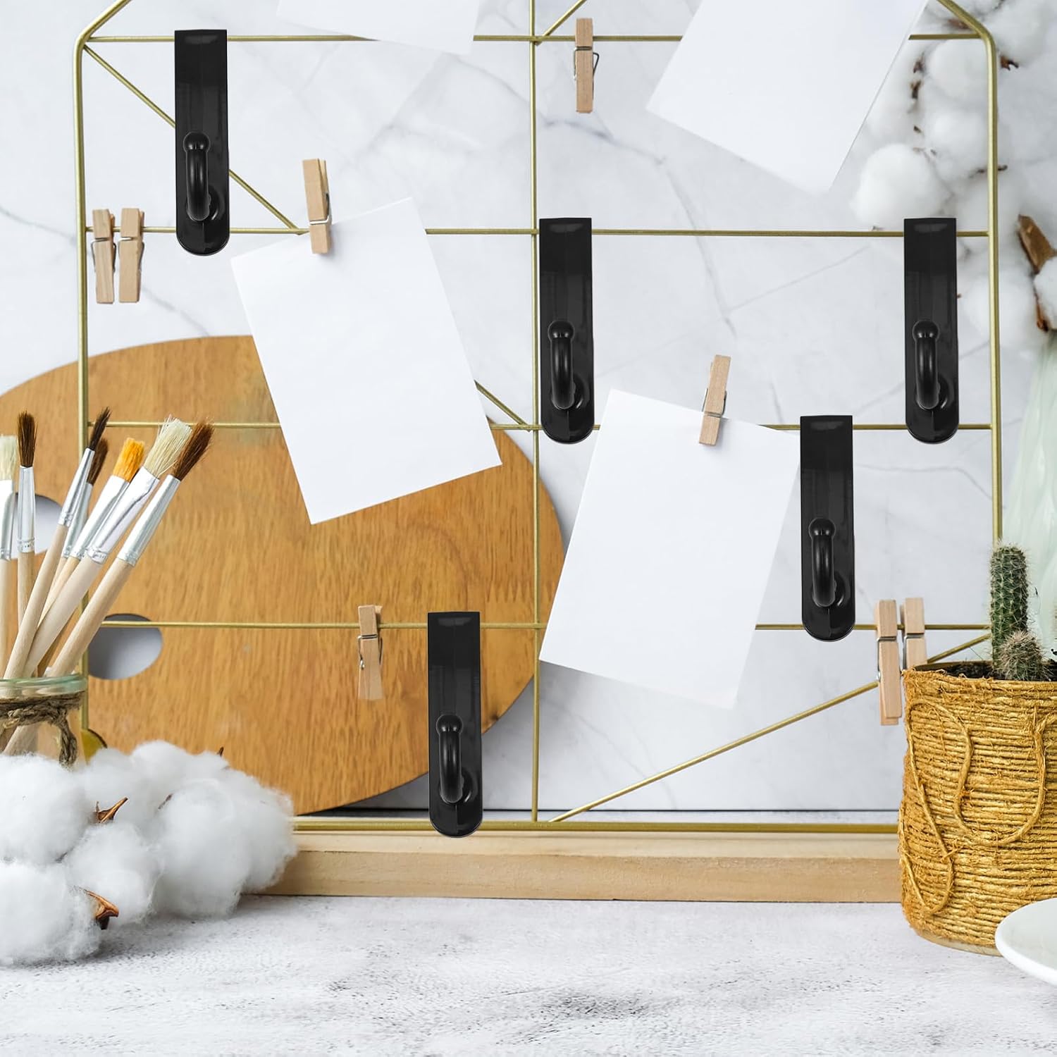 24pcs Black Pegboard Hooks Heavy Duty Wall Hooks Nail Versatile Design Easy Installation Wire Mesh for Coat Hangers Pegboard Shelving for Kitchen Office