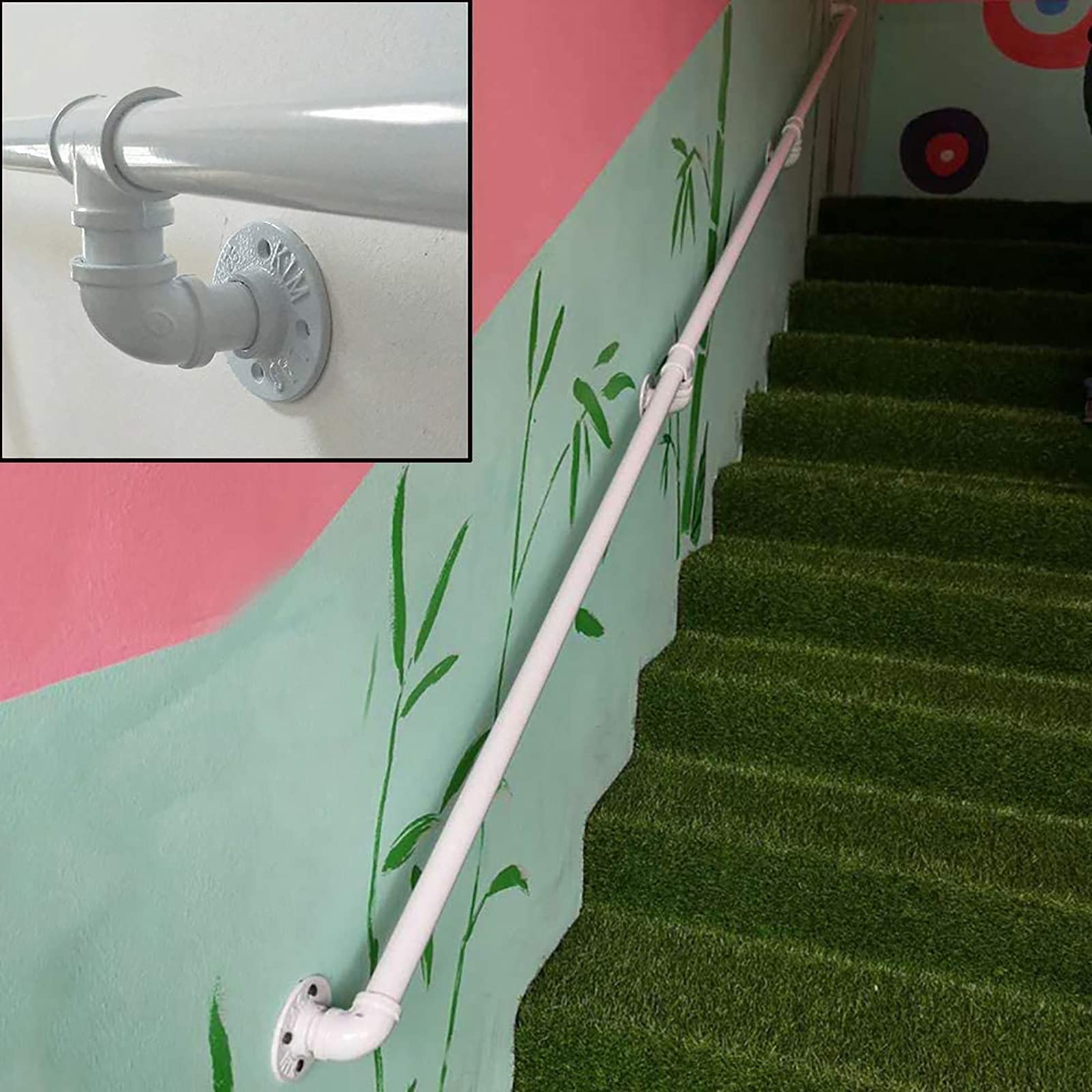 Rampe d'escalier en fer forgé main courante de support mural barre d'appui 14ft kit