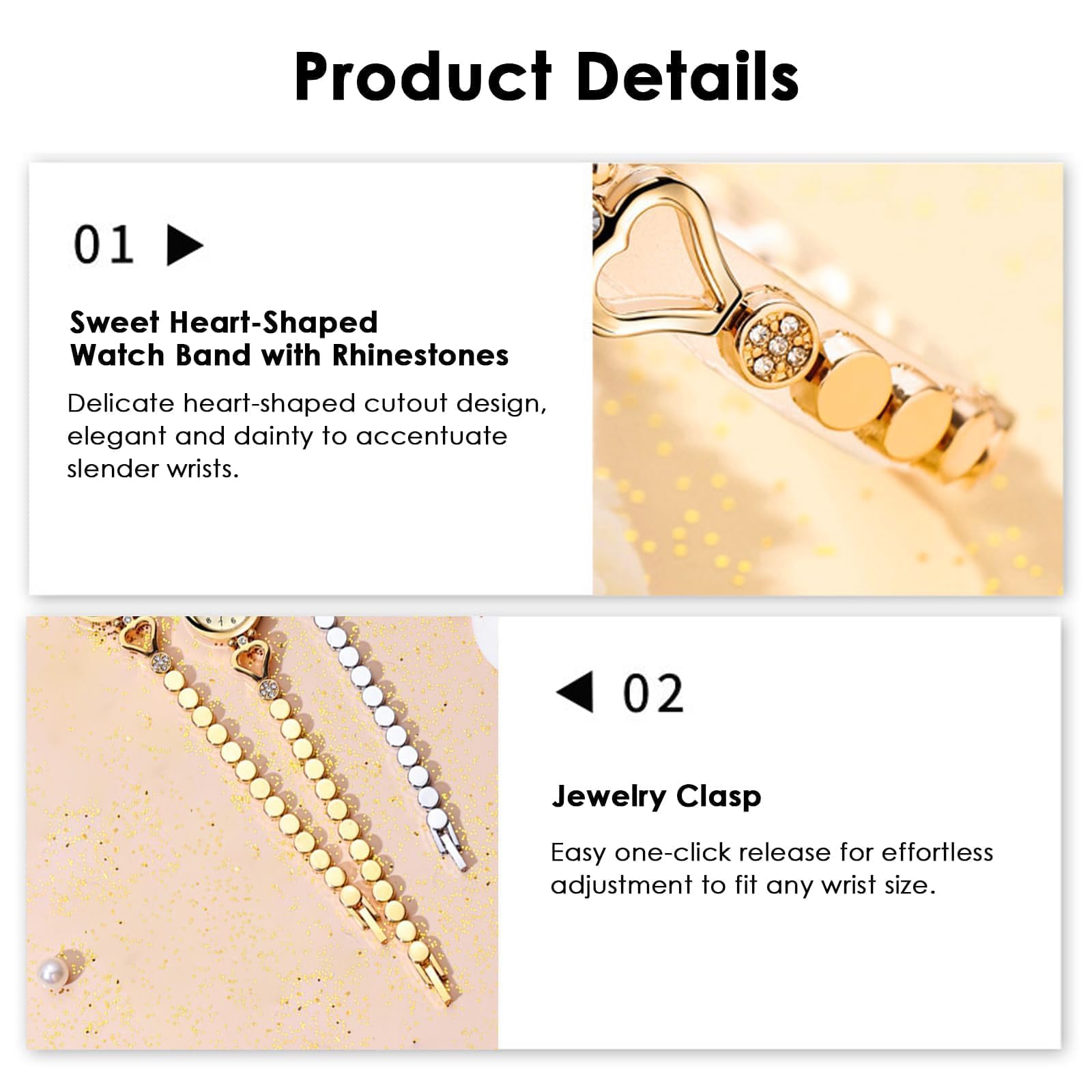 findtime Relojes de oro para mujer, pulsera delicada para uso diario