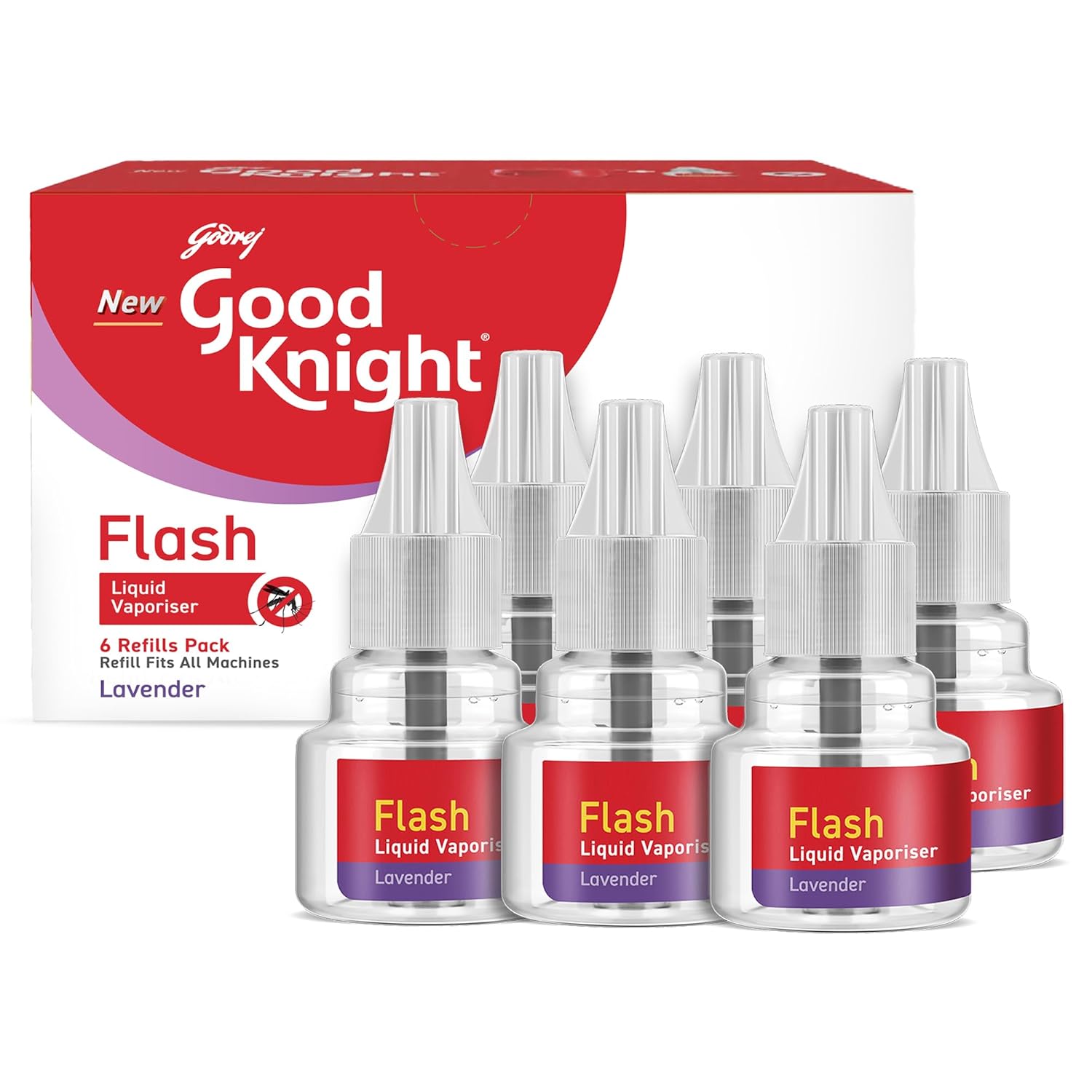 Good Knight Flash Liquid Vaporiser | Pack of 6 (45ml Each) | Lavender Fragrance | 2x Faster Than Before | Mosquito Repellent Refill | India s Most Powerful Liquid Vaporizer