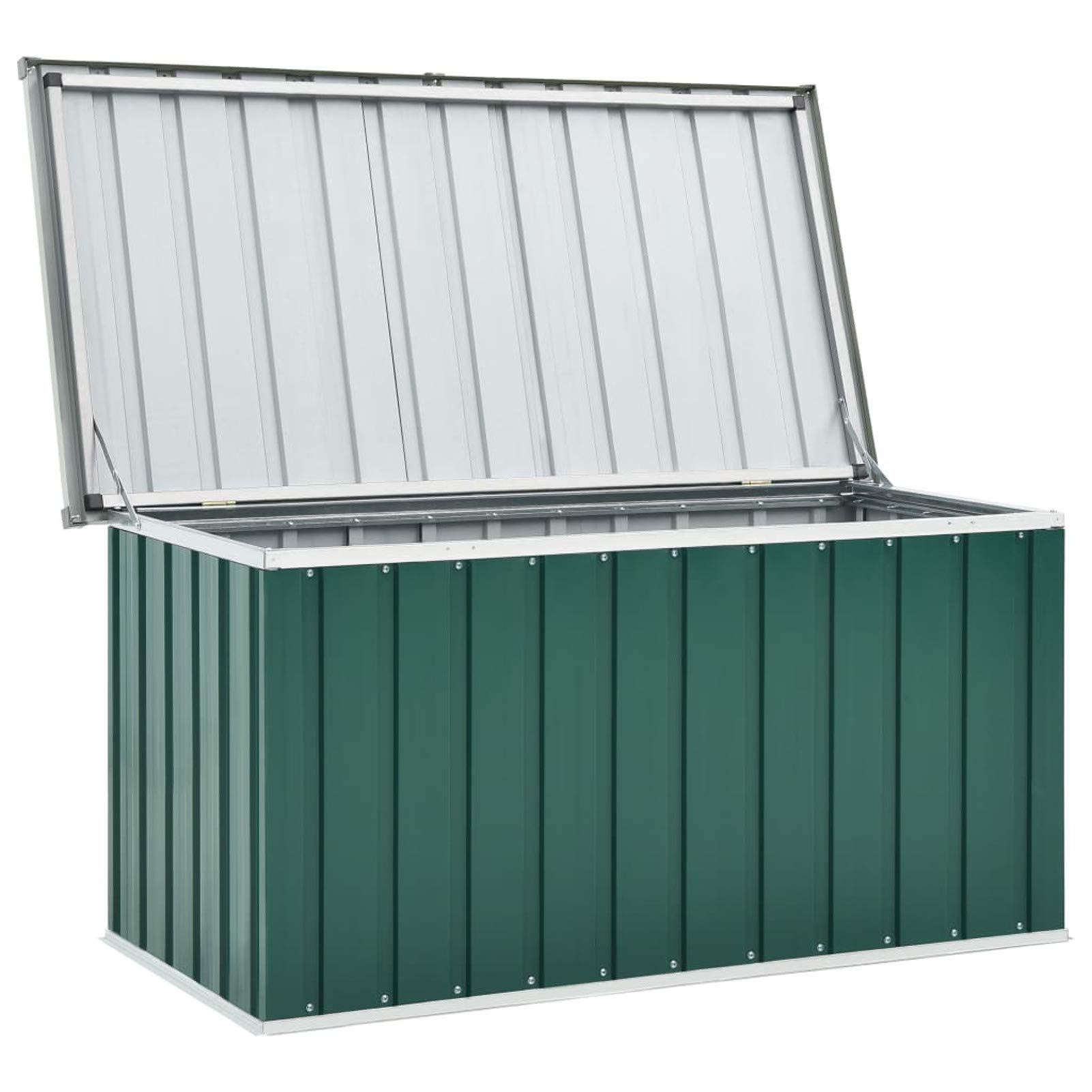 Festnight Gartenbox Wasserdicht Metall Auflagenbox Garten-Aufbewahrungsbox Große Kissen Werkzeugkasten Gartenbox Balkonschrank Gartentruhe Kissenbox Grün 129 x 67 x 65 cm