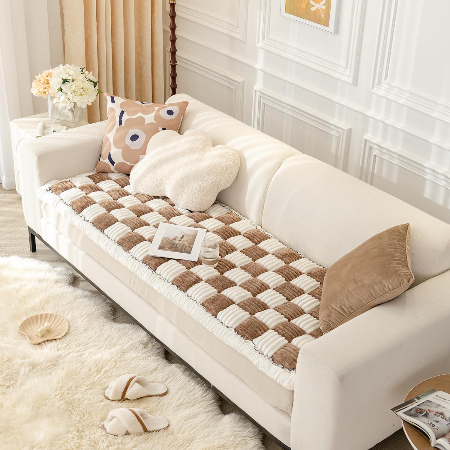 Thick Couch Covers Plaid Chair Cushions Wearresistant Pet