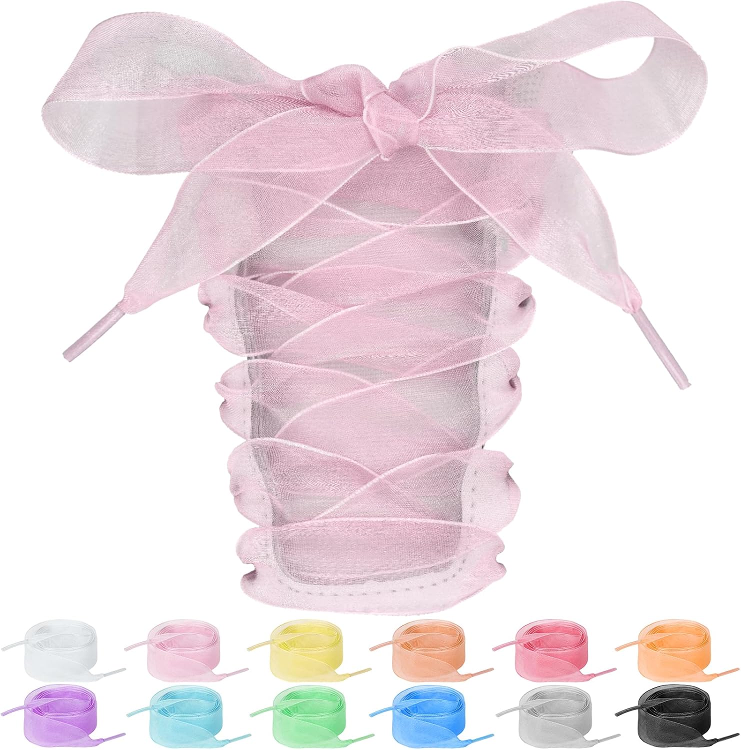 3/4" Sheer Satin Ribbon Shoe Laces for Women Sneakers