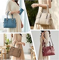 Vista 2 de Bolsos de mano de cuero de moda para mujer, bolso de hombro, asa superior, bolso de otoño Caqui