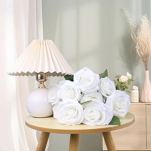 Miniatura 35 de Flores artificiales de rosa, rosa artificial, rosa falsa, rosa de seda, flores falsas de aspecto real con tallos para ramos de boda DIY, centros de