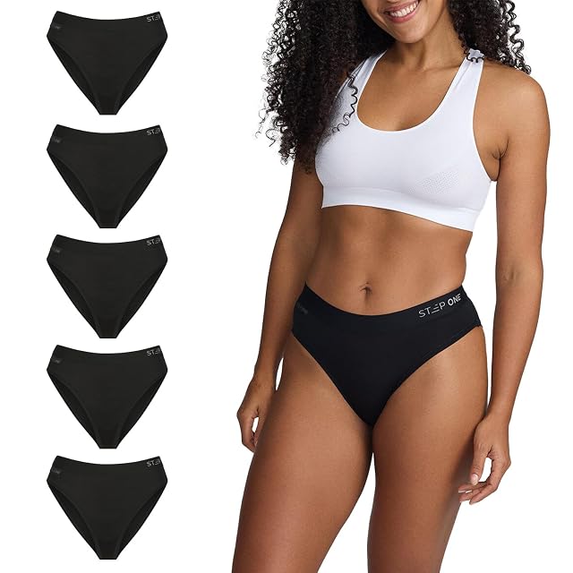 STEP ONE Bikini Brief Womens Underwear 5-Pack Viscose from Bamboo Sensitive Skin Moisture-Wicking Anti-Chafing Bikini