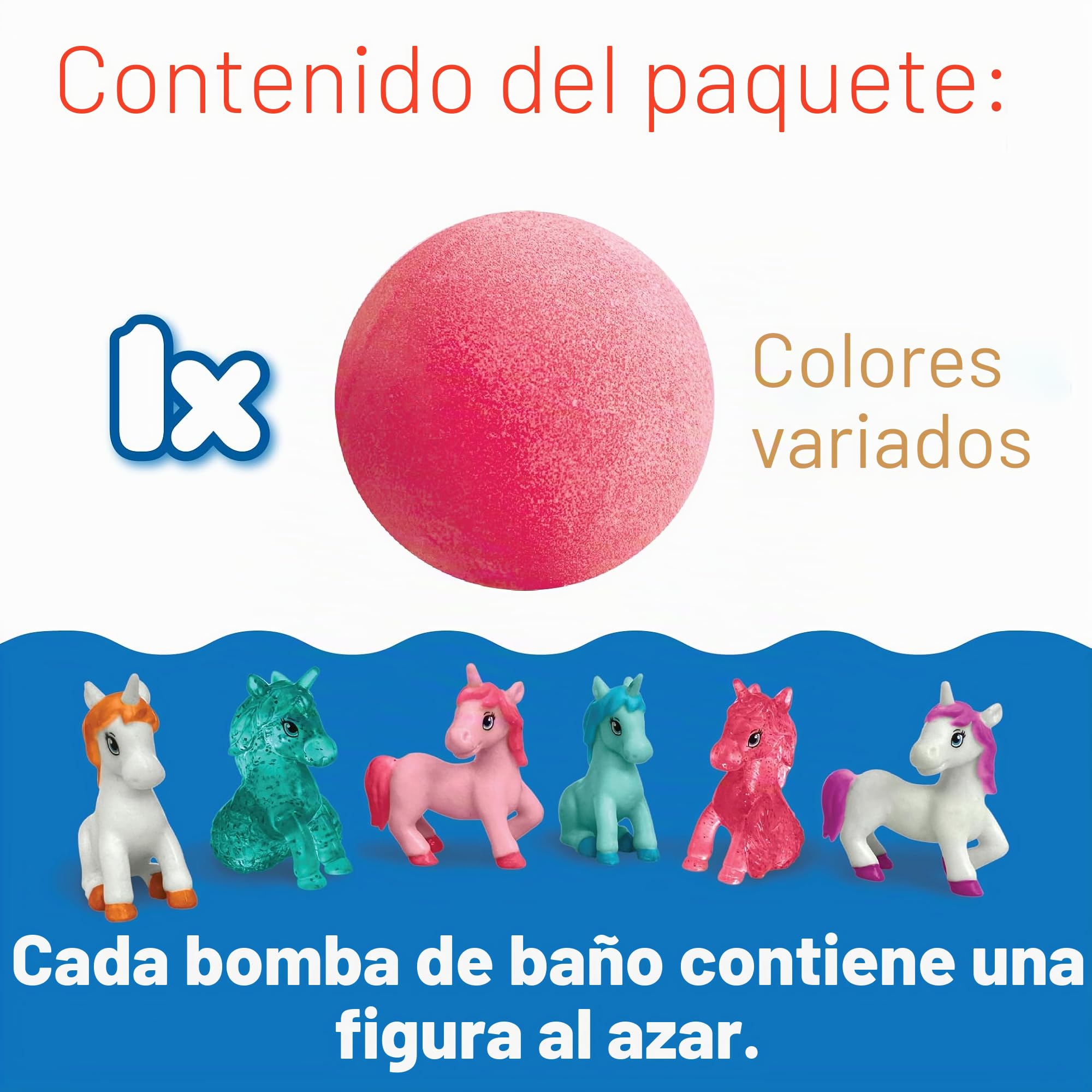 Bomba de Baño Sorpresa Unicornio Grande de Zimpli Kids, 6 Juguetes Unicornio Sorpresa para coleccionar, Set de Regalo Efervescente para Niños, Juguete para Rellenar Calcetines