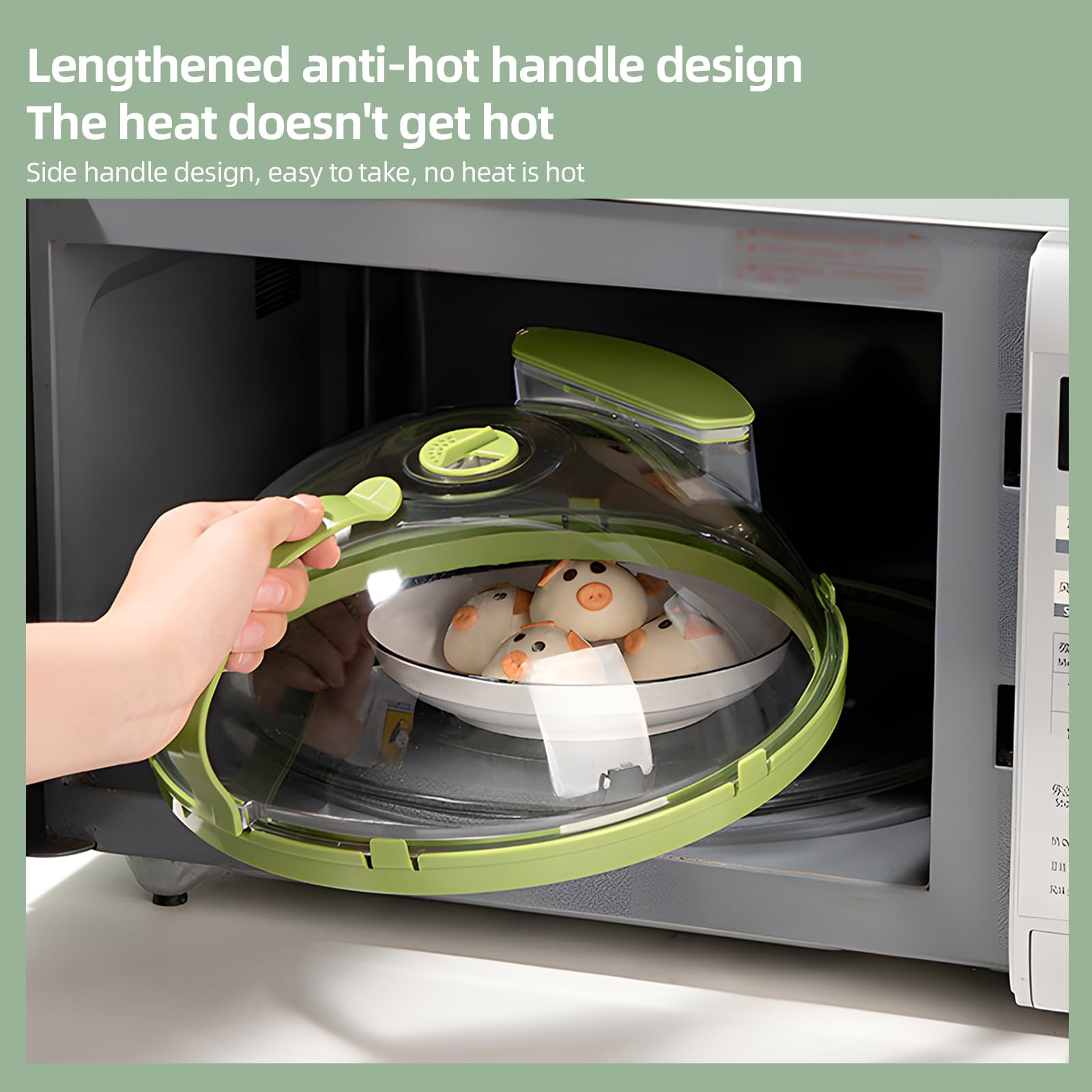 Cubierta de salpicaduras de microondas para alimentos, tapa de cocina transparente con asa y agujeros de ventilación de vapor ajustables, accesorios de cocina, tipo de inyección de agua