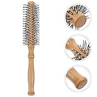 Vista 7 de Cepillo de pelo rodillo redondo mango de madera peine para el pelo secado rizado alisado masaje caqui