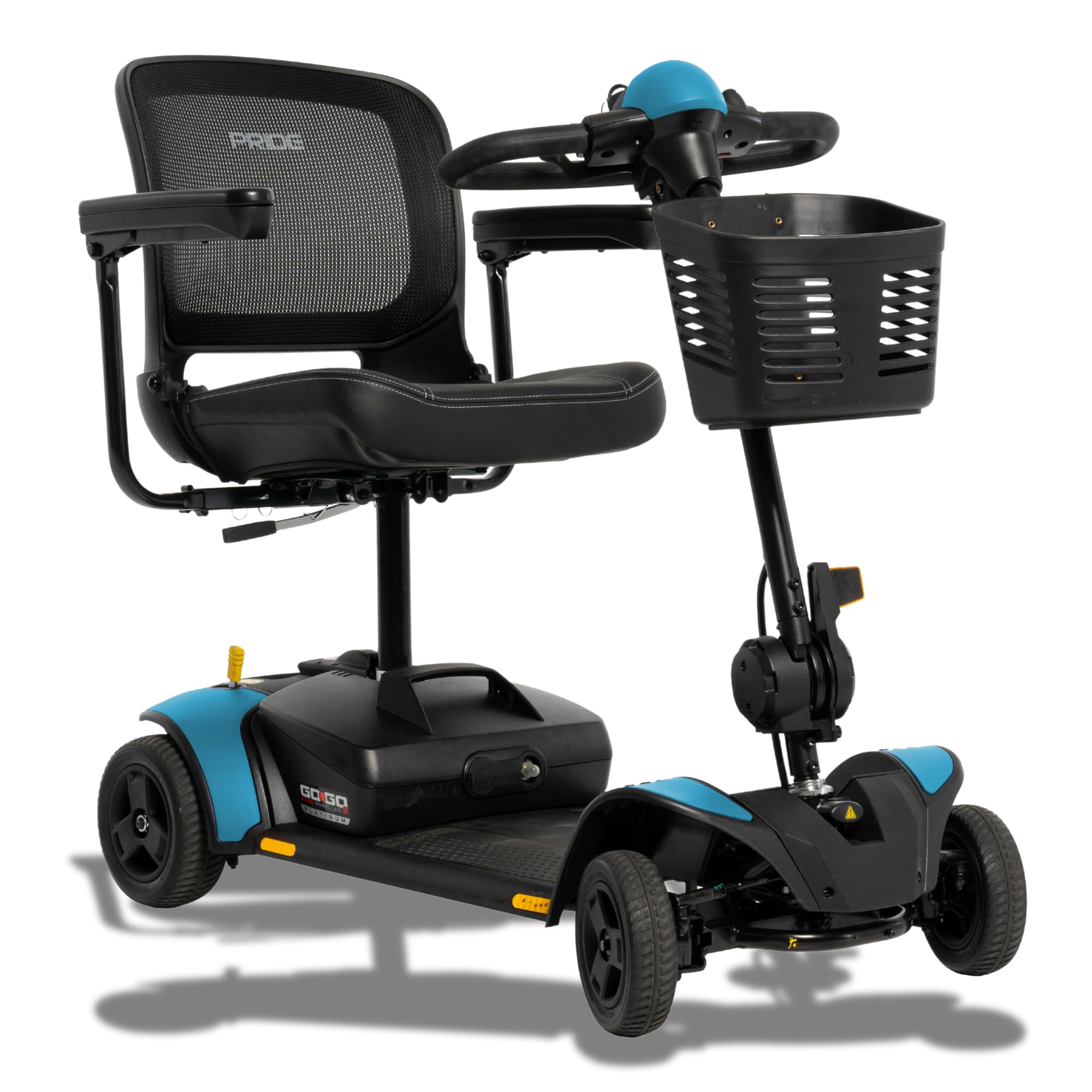 Pride Mobility Go Go Elite Traveller 2 Platinum Mobility Scooter – 300 lb Capacity, 17"x17" Seat, EZ Turn Technology, USA Made, in-Home Service, Manufacturer Warranty, 12AH Battery, Robin's Egg Blue