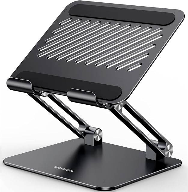 UGREEN Stojak na Tablet Regulowany Uchwyt Aluminiowy Składany Telefon Komórkowy Kompatybilny z iPad Pro Air Mini 11 12.9 Galaxy Tab S9 Huawei MatePad iPhone 15 do 12,9 cala (Czarny)
