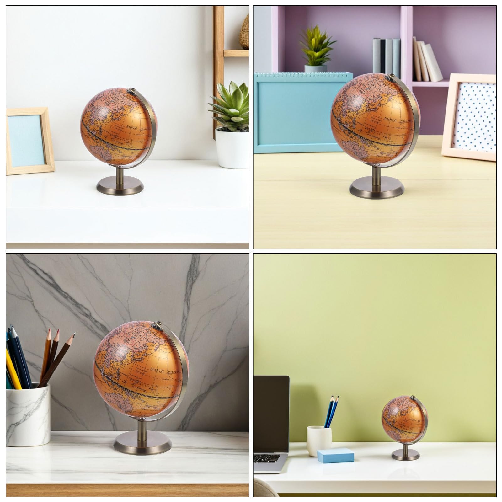 SUPVOX Ornamento a globo terrestre rotante: mappamondo da scrivania da 5,5 pollici per ufficio o soggiorno, esplorazione geografica - mappa geografica da tavolo per ufficio