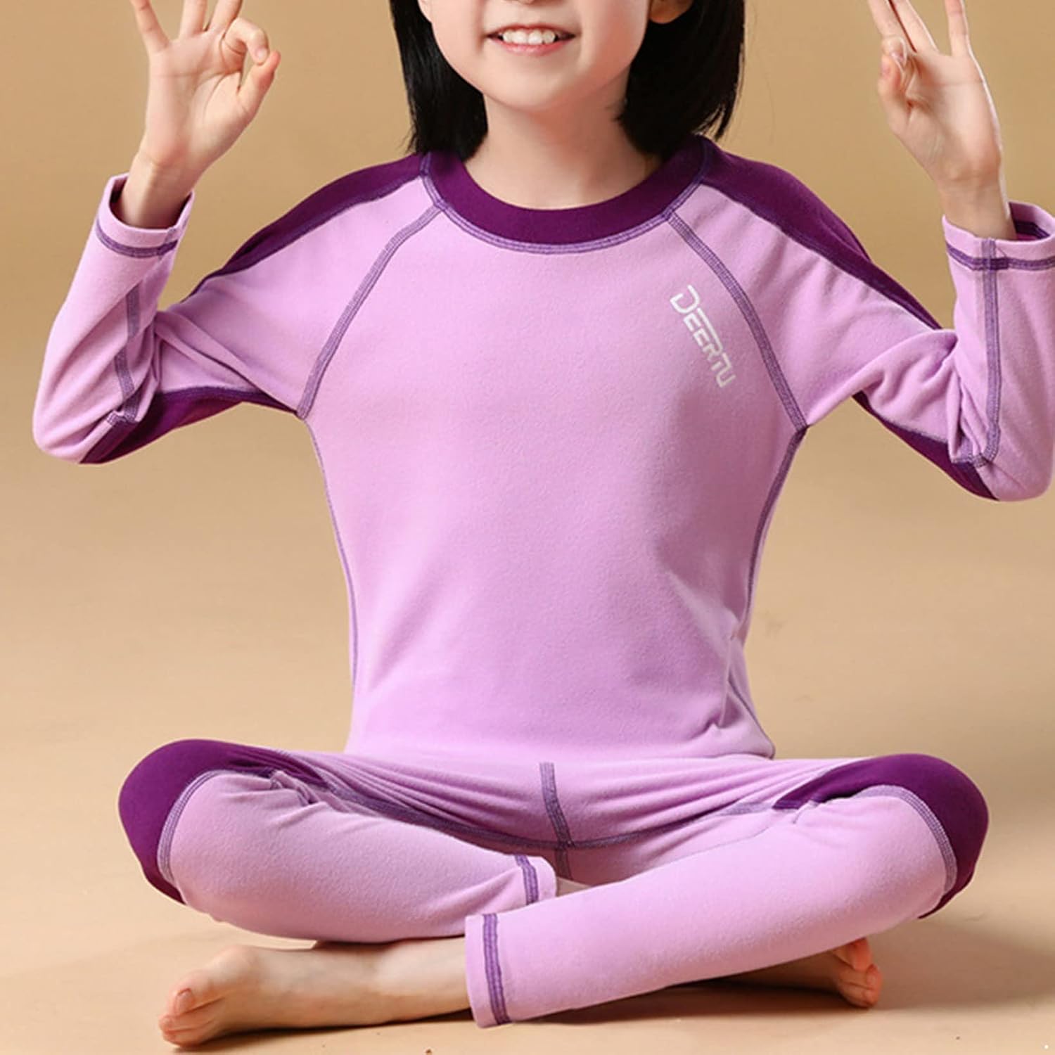 Hansber Kids Boys Girls Thermal Underwear Set Long Johns Base Layer Top with Pants Fall Winter Warm Outfits