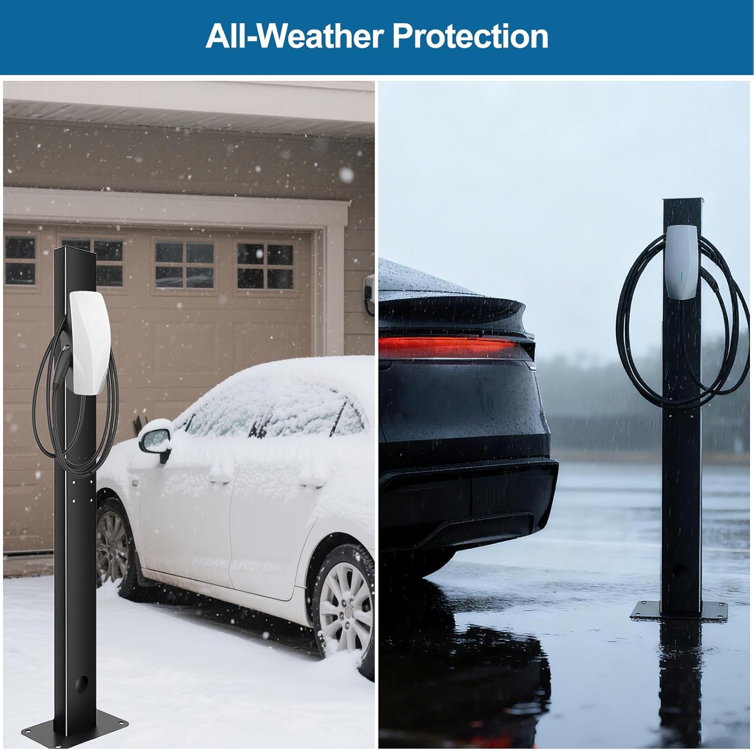 EV Charger Pedestal Outdoor EV Charging Stand for All Gen3 EV Charging Stations EV Post for Wall Connector Gen 3 Heavy Duty,Corrosion Resistant Electric Vehicle Pile Black