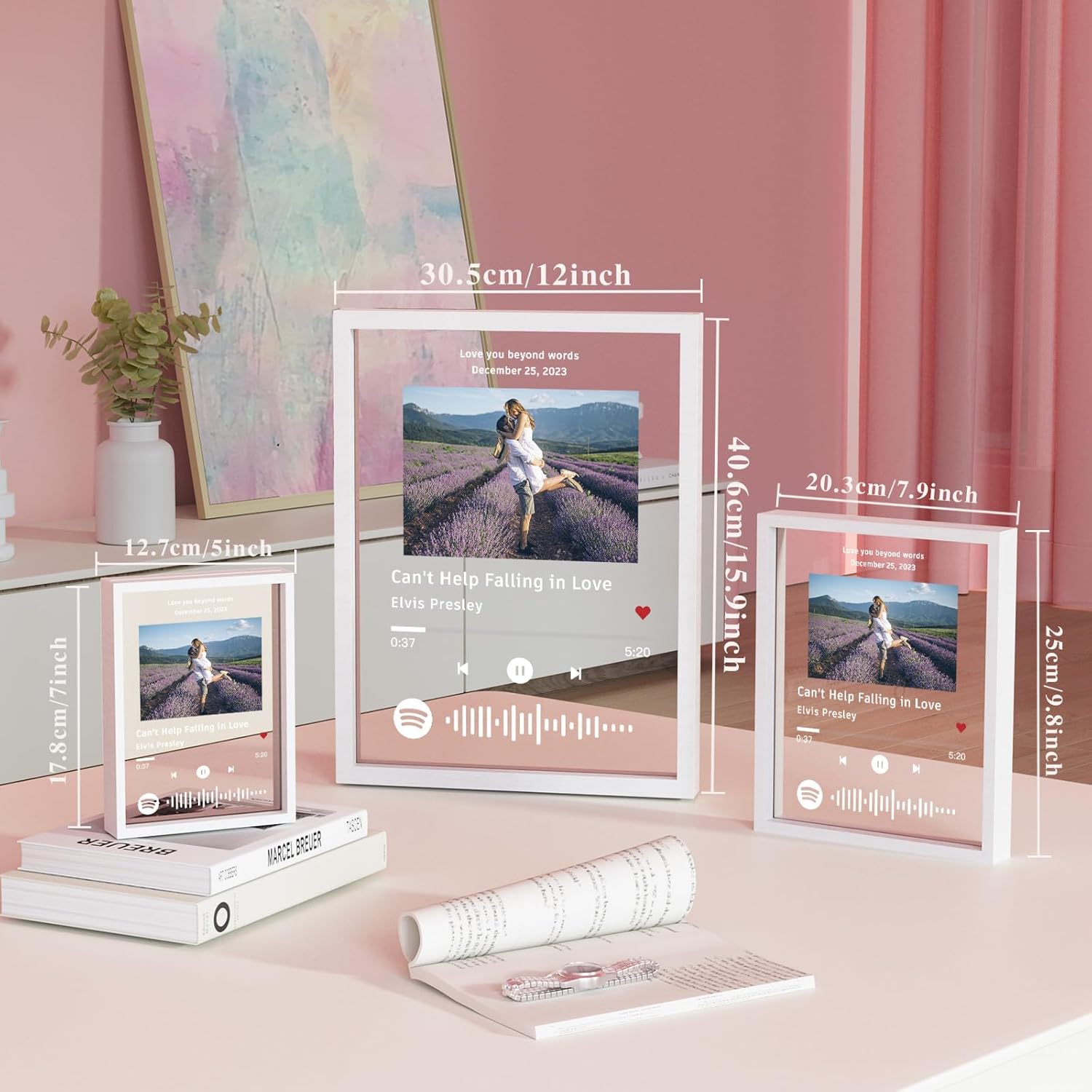 witfox Custom Spotify Plaque Gifts for Women/Men - Spotify Song Plaque Album with White Frame Personalized Picture Gifts Christmas, Valentine's Day, Birthday, Anniversary, Wedding