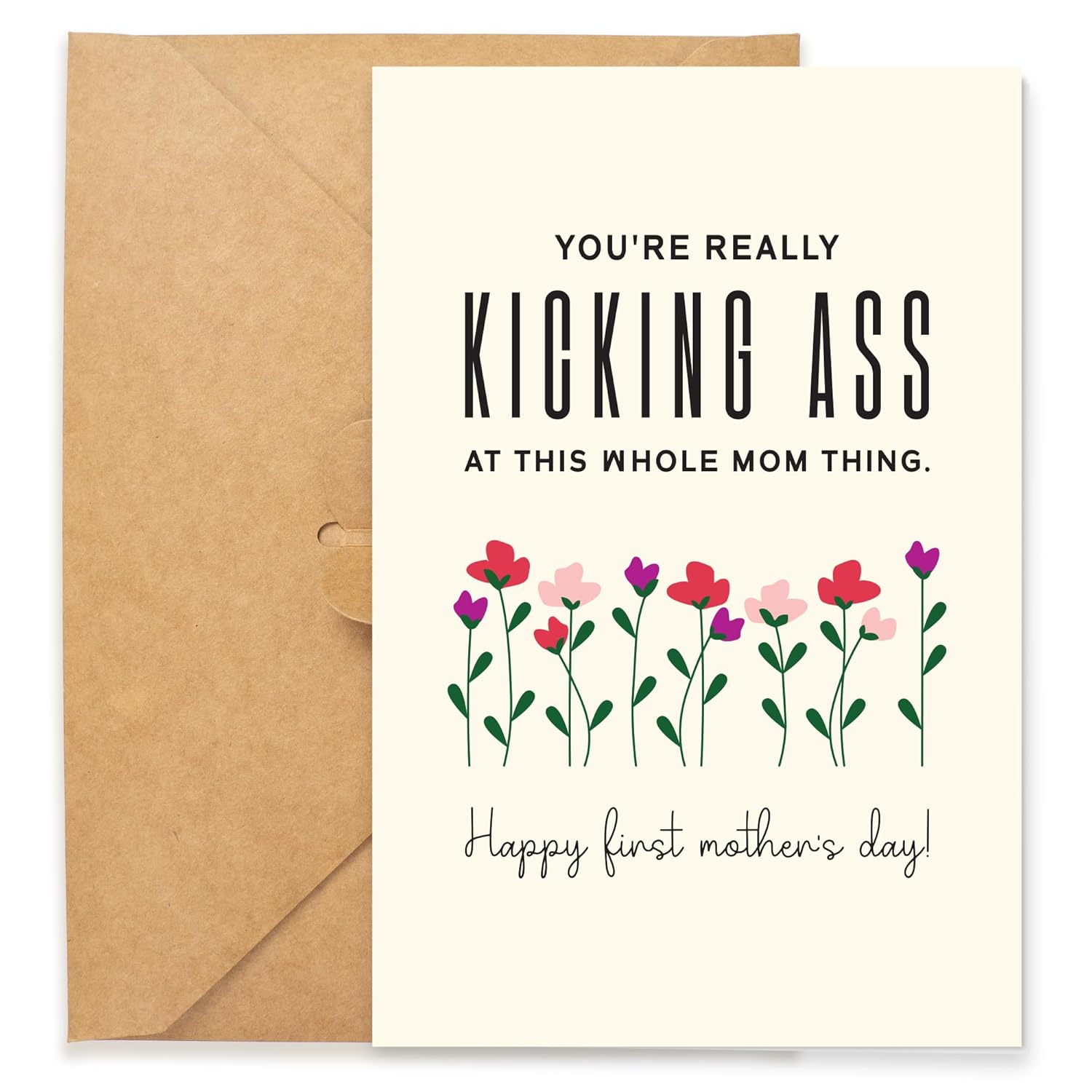 Funny Mothers Day Card For Mom From Son, Daughter, Kid, For Wife From Husband, Happy Card For First Time Mama, Cute, Gag, Hilarious, Humor Gifts Ideas For Bonus, Stepmom, 8"x5.3" (1st Mother's Day) Thumbnail