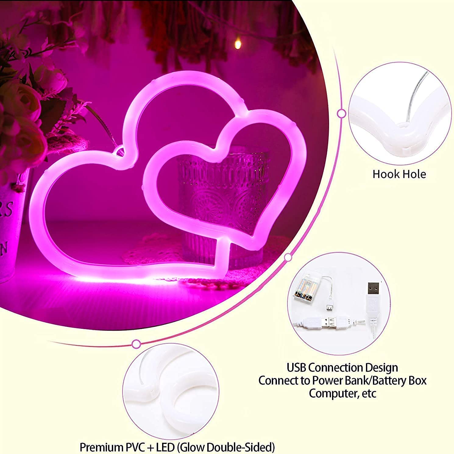 Luce Al Neon a Forma Di Del Cuore Fotografia Stock - Immagine di copia