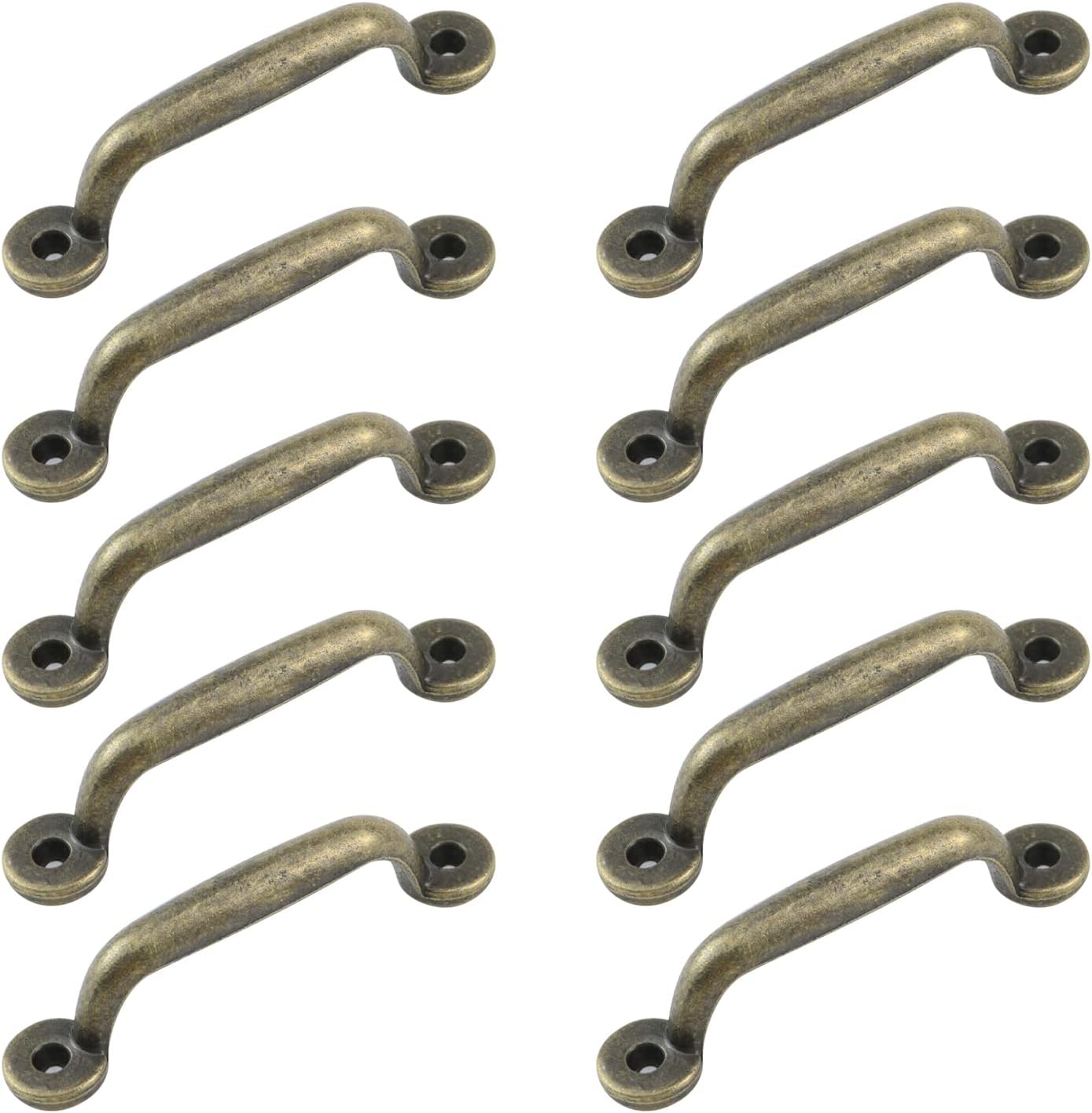 T Tulead 10PCS Vintage Cabinet Knobs Box Pull Handle Tray Handle Bronze Box Handles Zinc Alloy Pull Handles 3.5" x 0.7" with Mounting Screws (Hole to Hole,2.9-Inch)