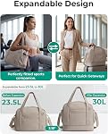 BAGSMART Expandable Personal Item Travel Bag, Lightweight Gym Bag for Women, 24L Weekender Travel Duffle with Toiletry Bag, Carry on Overnight Duffel, Camel
