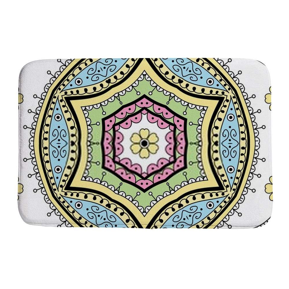 Tapis de bain coloré Ruchen en velours corail premium au motif floral ethnique
