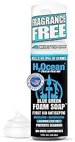 H2Oceano Sabonete de espuma verde azul - Sabonete antibacteriano de espuma de tatuagem para cuidados posteriores de tatuagem - Cuidados de tatuagem com Aloe Vera - Sabonete hidratante de tatuagem tamanho de viagem - 1,7 oz