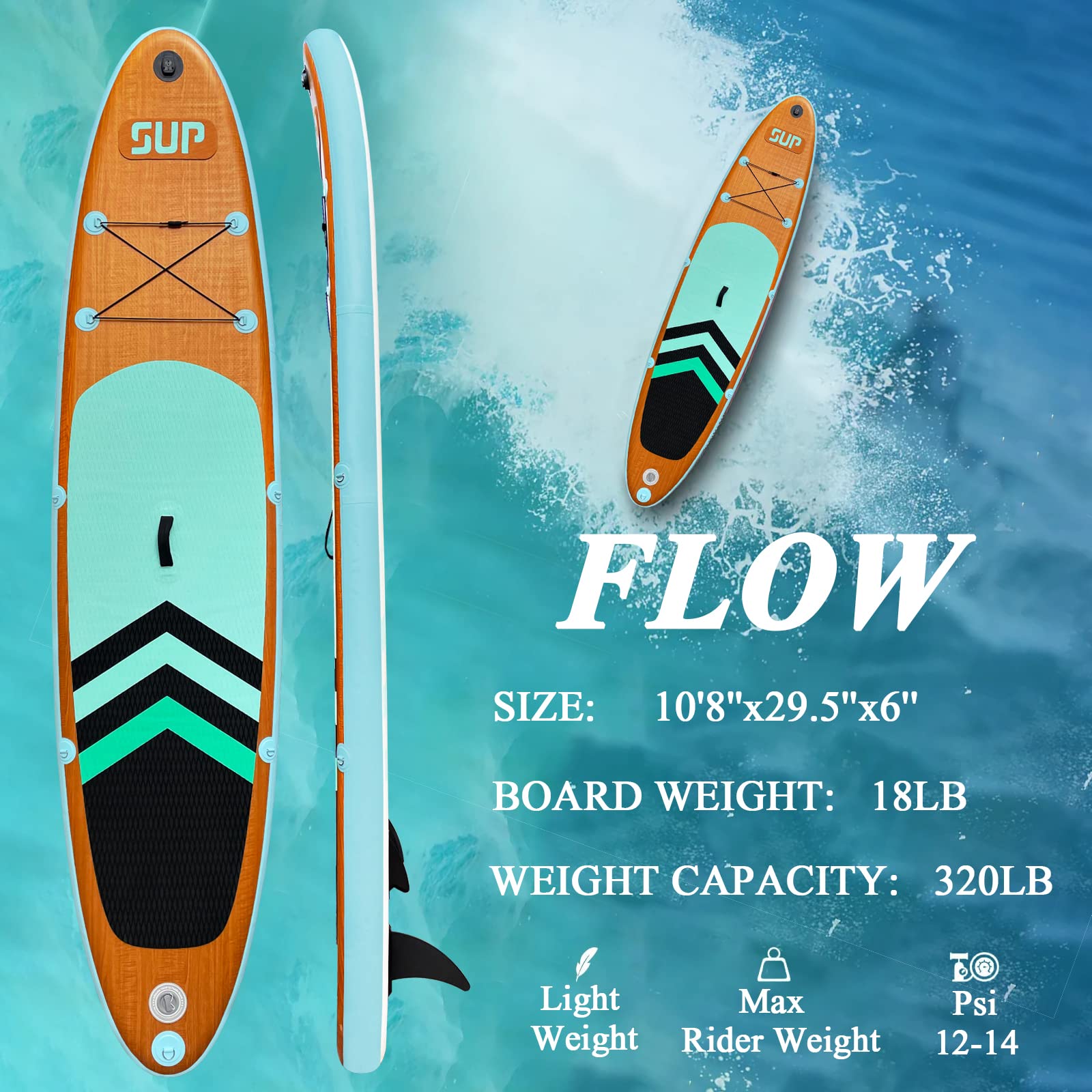 Amazon | JC-ATHLETICS 空気注入式スタンドアップパドルボード (厚さ6
