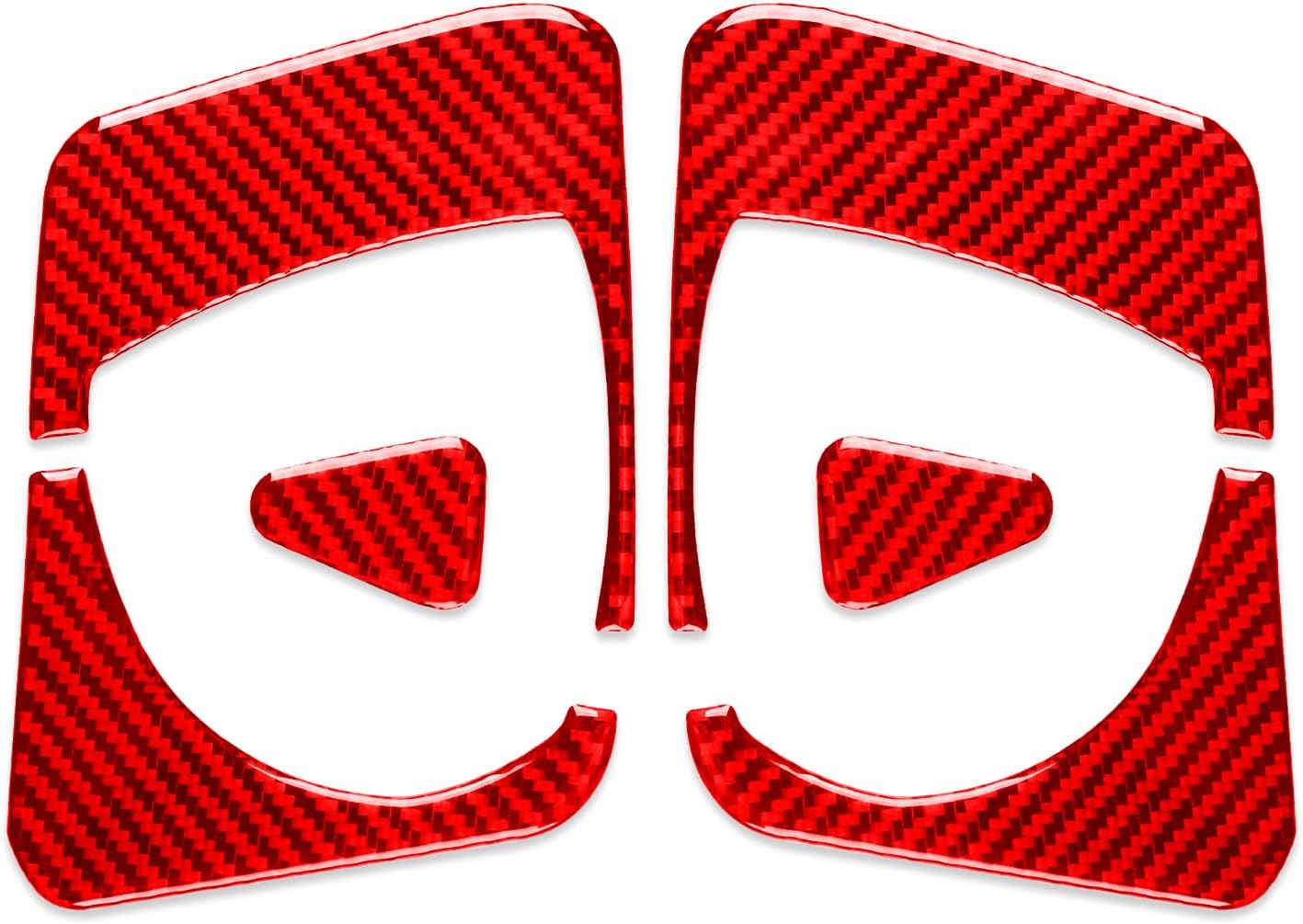 NVCNX Real Premium Carbon Fiber Compatible with Tesla New Model 3 Highland 2024 2025 Accessories Car Seat Belt Panel Cover Interior Trim Red 6PCs