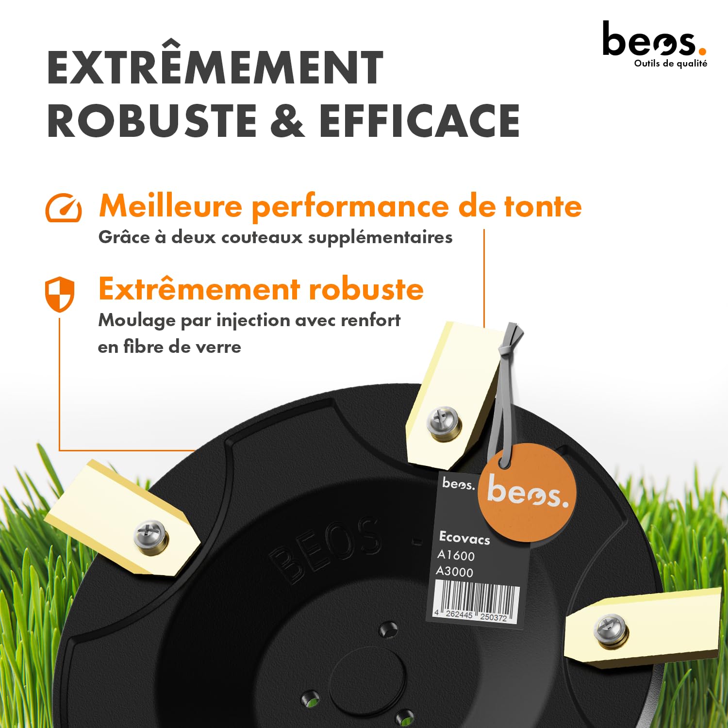 BEOS 2x Disques de coupe pour 5x lames - Pour Ecovacs GOAT A1600 & A3000