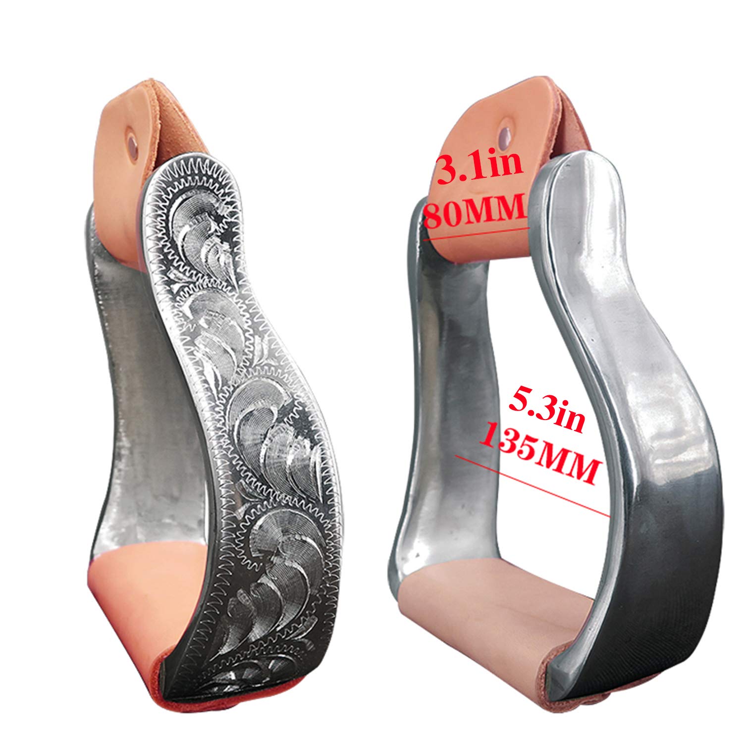Staffe di Sicurezza per Sella - Staffe in Alluminio Stile Western avvolte in Pelle Bovina. Staffe in Alluminio Occidentale intagliate per impieghi gravosi, Confezione Regalo