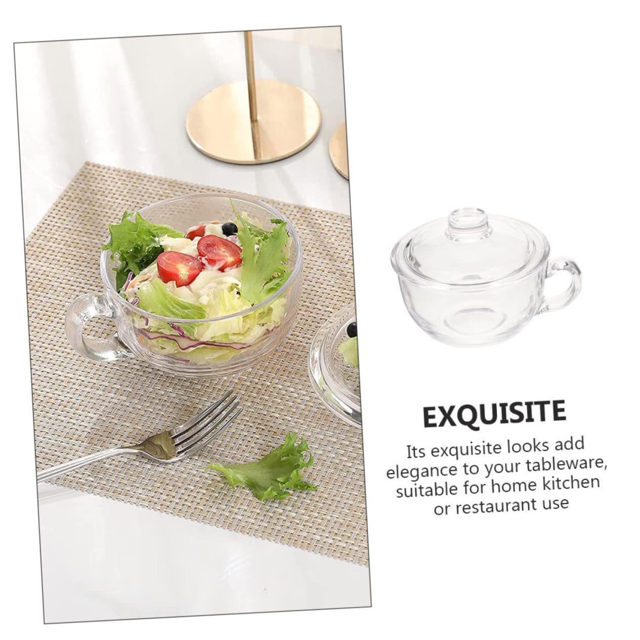 COLLBATH Tazón de Leche de Vidrio Tazón de Avena de Cocina para Desayuno Transparente para Usar la Cocina para Cereales Sopa y Fideos