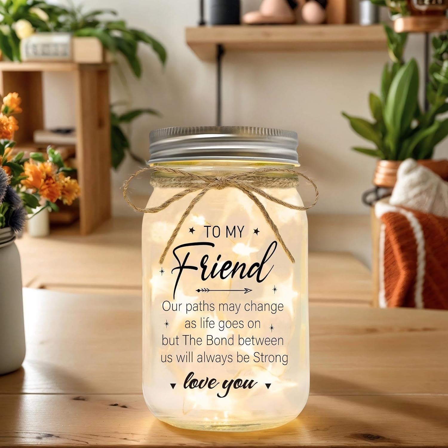 Friendship Gifts for Women, Mason Jar Night Lights for Friend, Gifts for Friends Best Friend Birthday Gifts, Thankgiving Christmas Gifts for Women,Gift for BFF (Friends1, Friends1) - Image 7