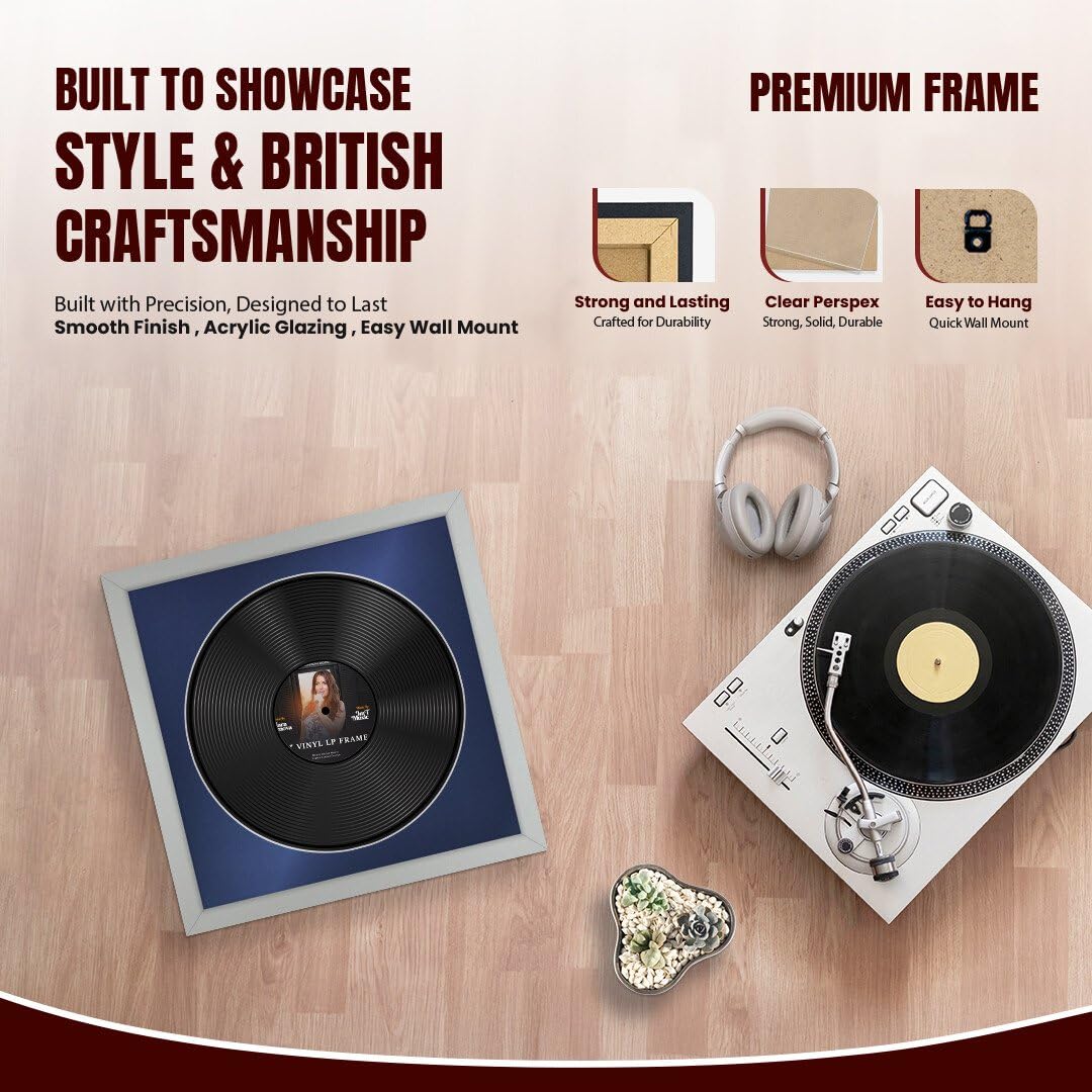 Procut Global 16x16" Silver Vinyl Record Frame for 12 Inch LP Disc- Round Display Photo Frame for Vinyl CD Records - Image 6