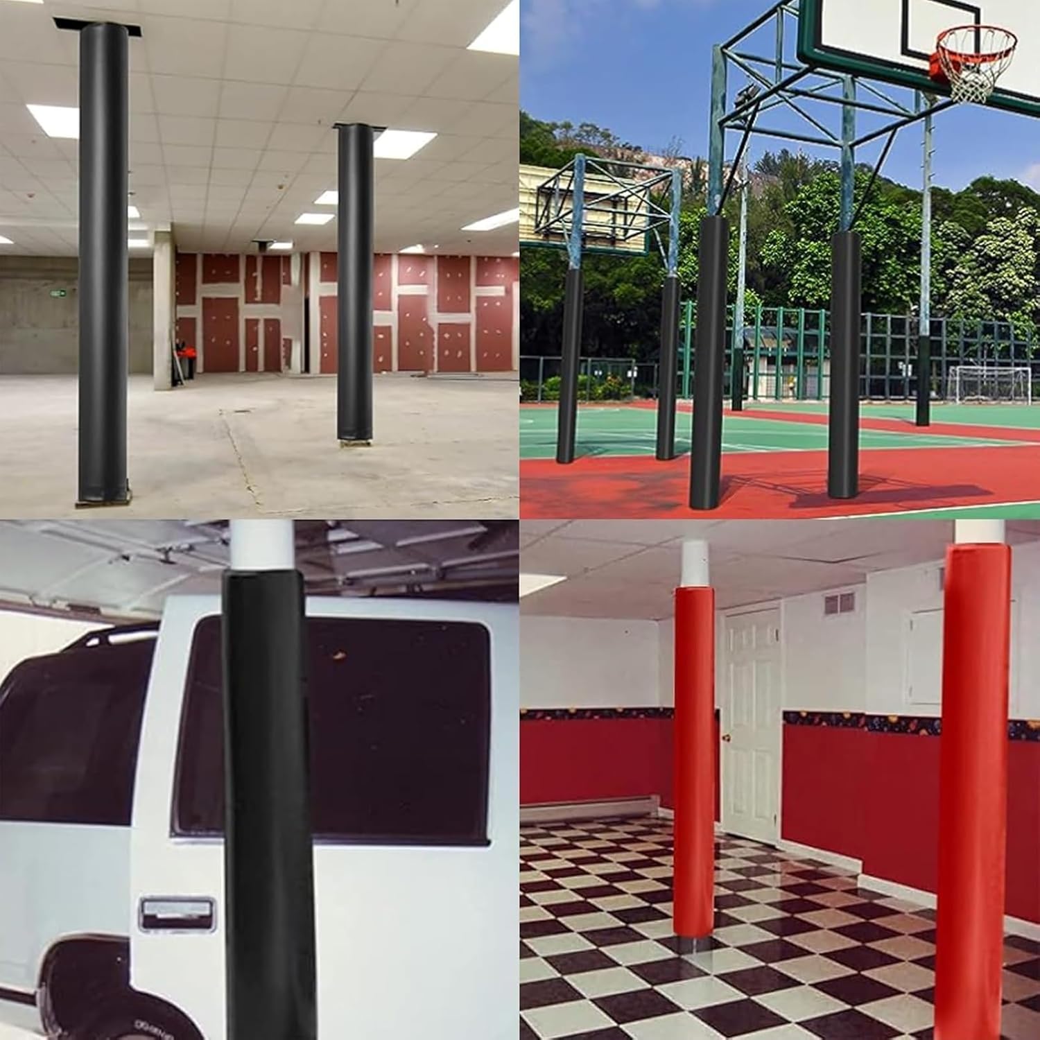 Garage Pillar Wrap Pole Protection Padding Round, Heavy Duty Basketball Hoop Pad & Column Pads for Courts/Parks, Customizable Post Padding Wrap Around(H 5ft,Inner Dia 8 Inch)