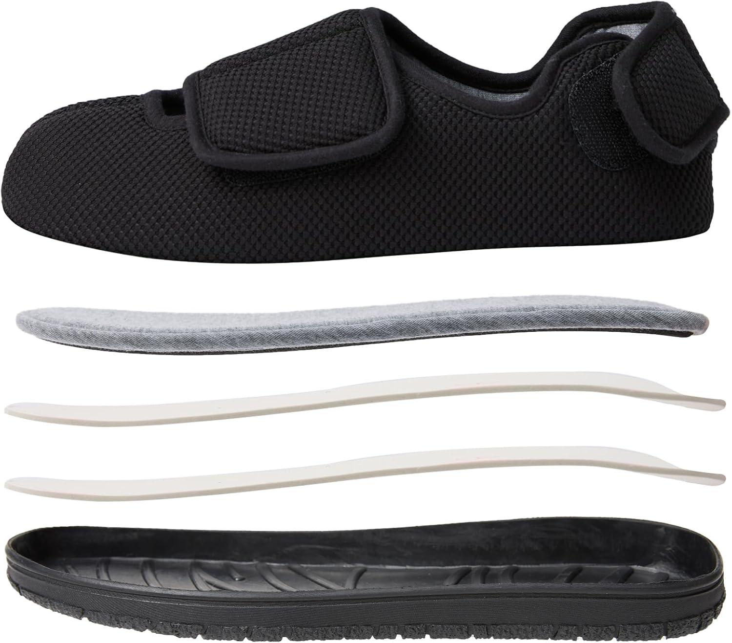 Men Adjustable Straps Slippers Breathable Adjust Closure Diabetic Walking Shoes for Men Extra Wide Width for Swollen Feet All Season Wear Black DarkBlue US8-US13 - Image 3