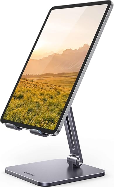 UGREEN Tablet Stand, Aluminum Adjustable Desk Tablet Holder Compatible with iPad Pro/Mini/Air, iPhone 14/13 Pro Max, Galaxy Tab A8/S7, MatePad, Switch, 7.9-12.9" Devices(Gray)