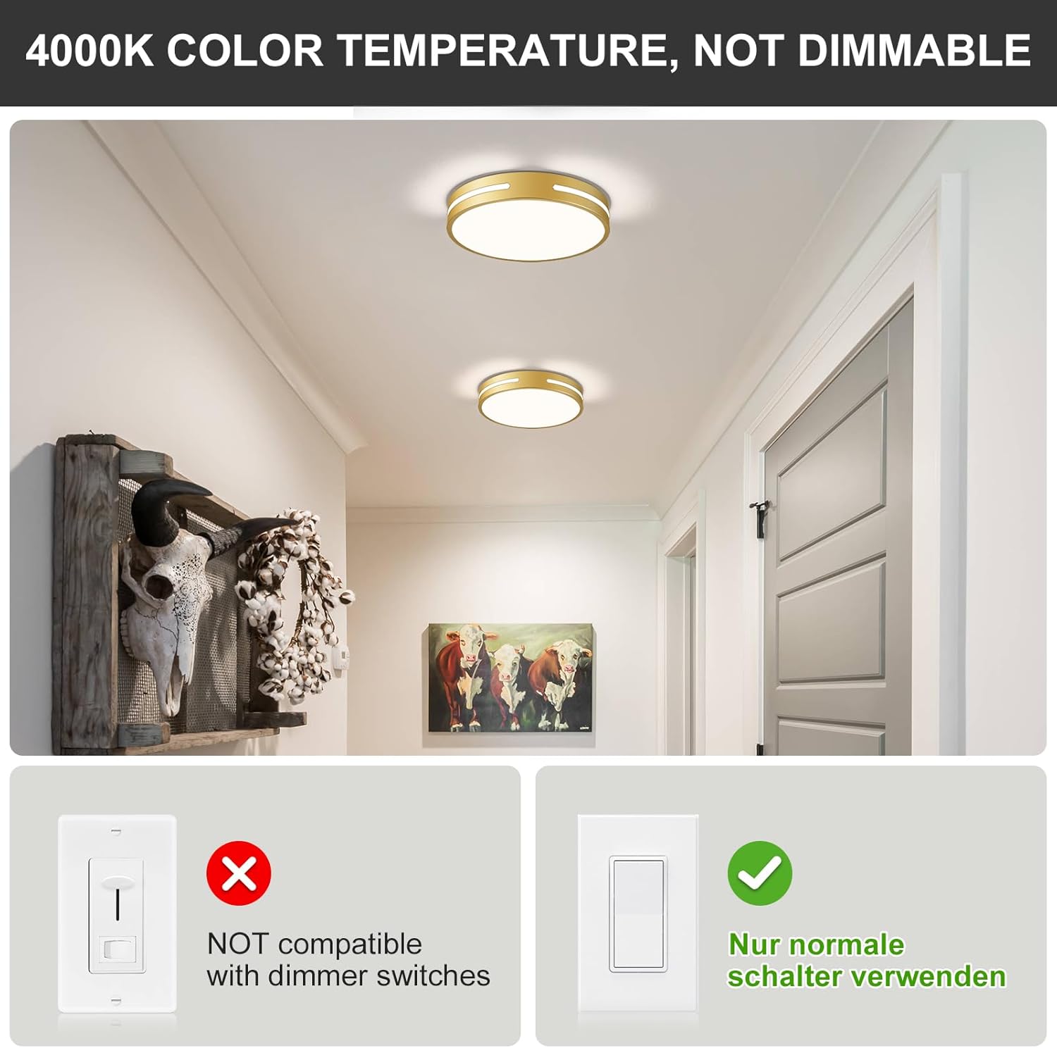 Modern Brushed Gold Flush Mount Ceiling Light Mid-Century LED Ceiling Light Bedroom Light Fixture Minimalist Ceiling Lamp for Laundry Room Kitchen Hallway Bathroom 11.81 Inch