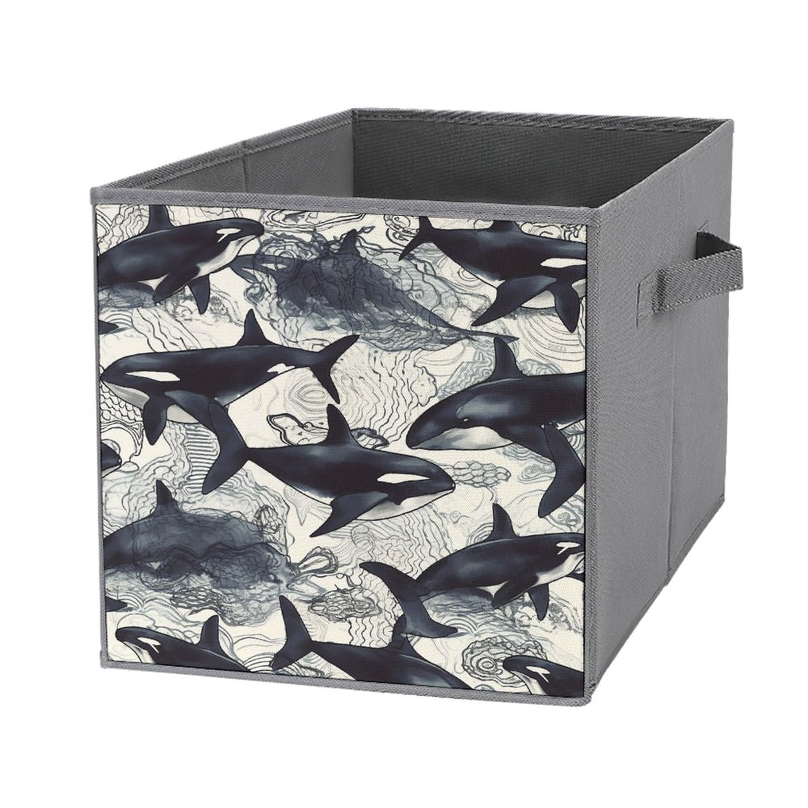 Bac de rangement pliable à motif épaulard avec poignée renforcée pour vêtements