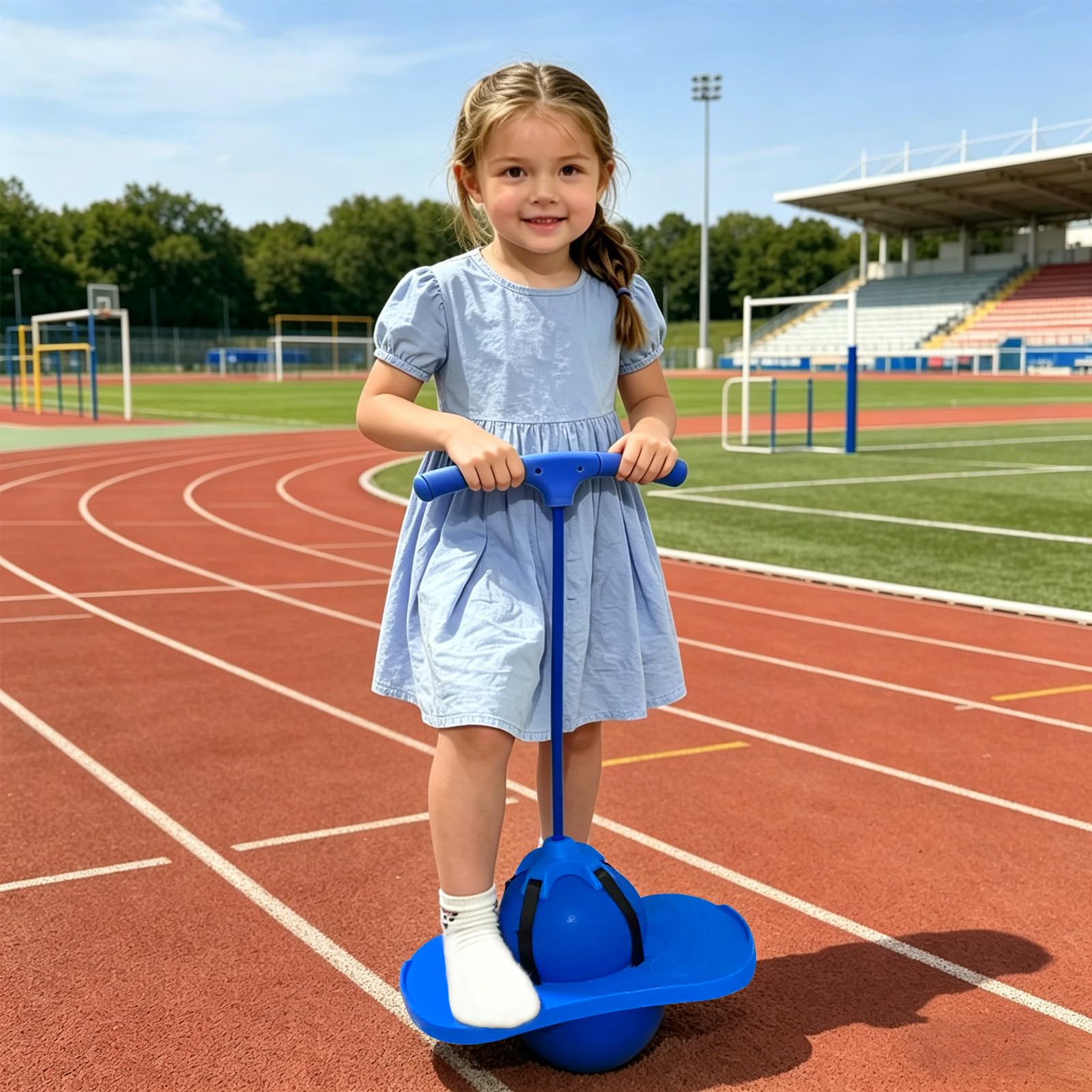 Pogo Ball for Adults, Balance Jumping Ball for Kids, Palla Rimbalzante con Maniglia Maniglie E Pompa (Blau)