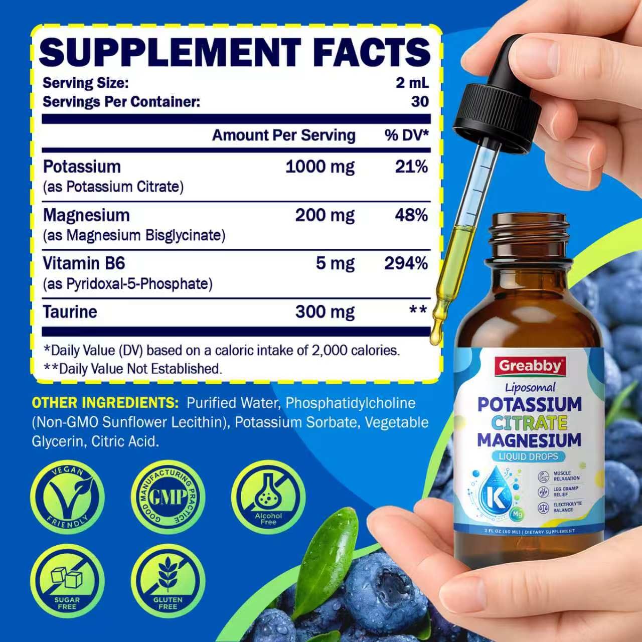 Liposomal Liquid Potassium Magnesium 1000mg Drops, 2 Fl Oz — Amazon image 2