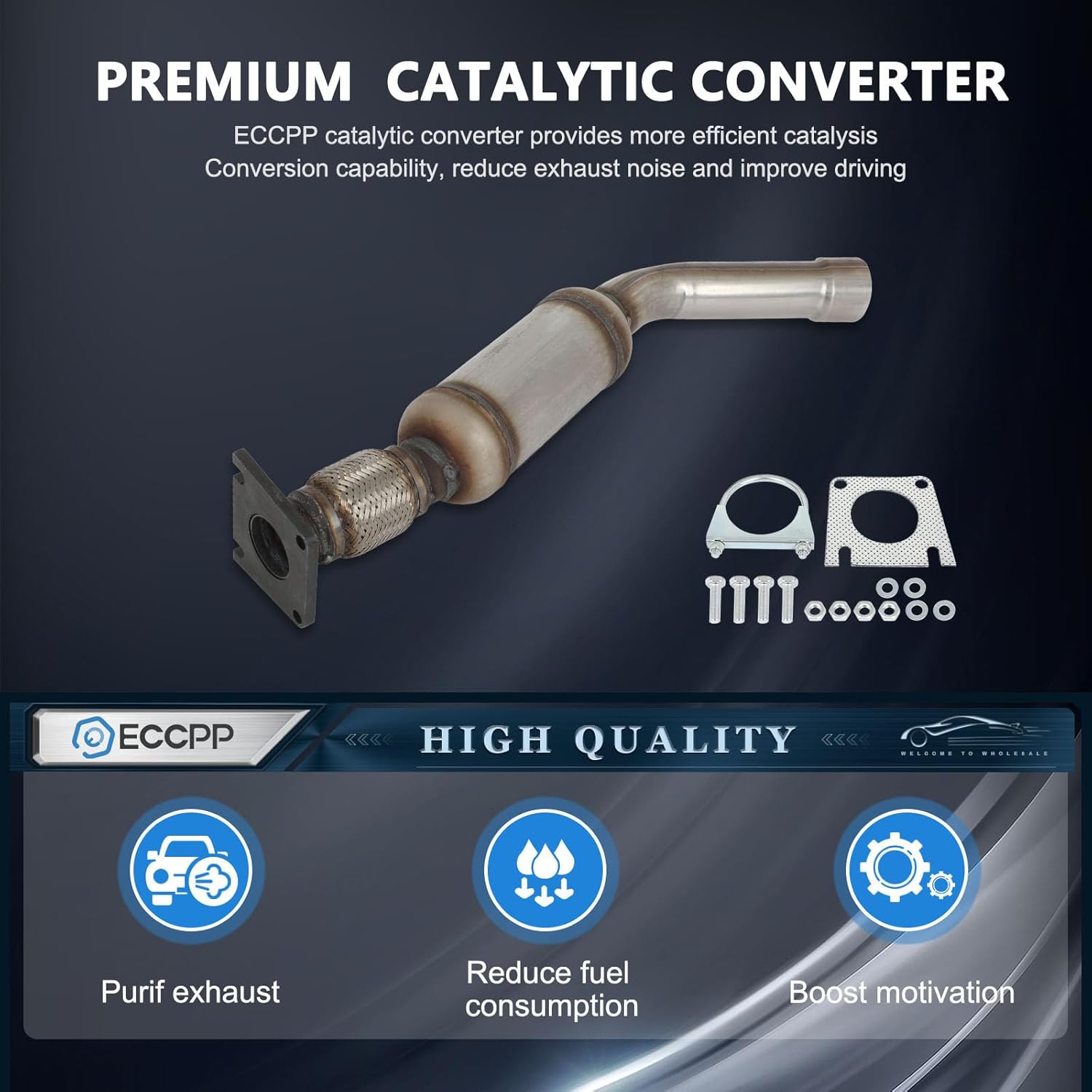 ECCPP Rear 47846 Catalytic Converter Direct Fit Replacement For Chrysler For Town & Country 2008 2009 2010,For Dodge For Grand Caravan 2008 2009 2010,3.3L 3.8L,EPA Compliant