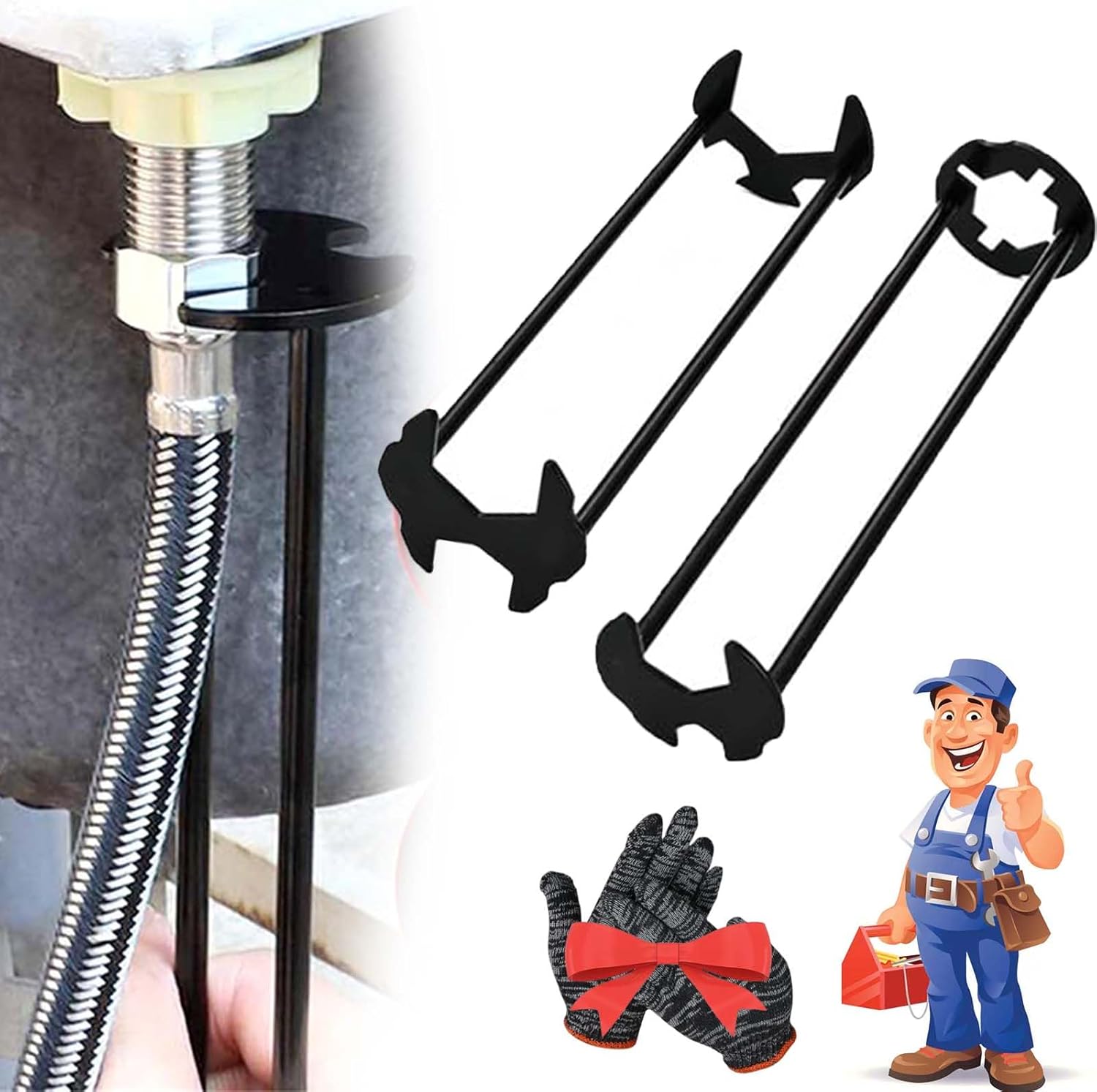 Multifunctional Sink Wrench, Under Sink Wrench Faucet Tool, Basin