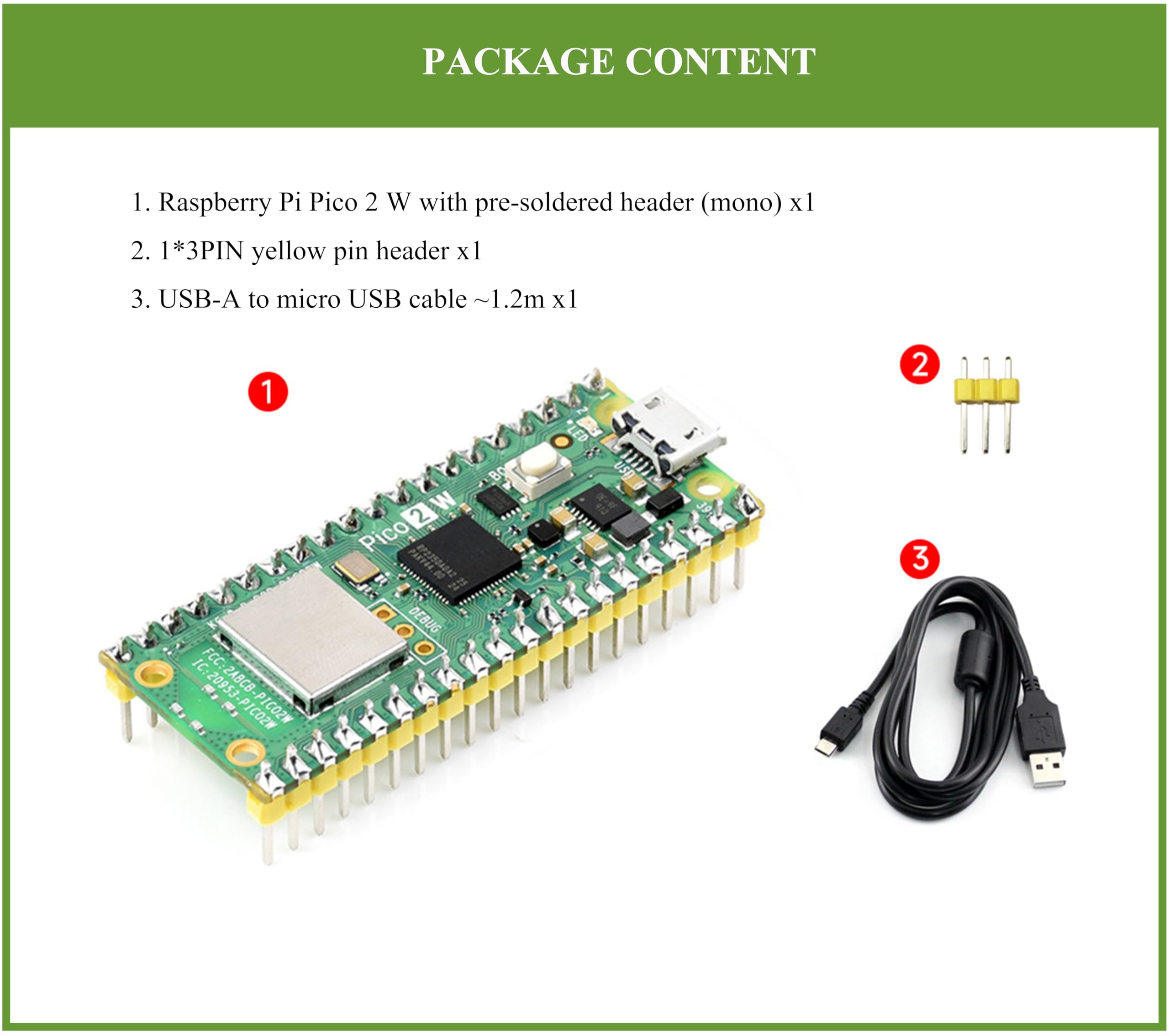 Amazon.com: Pico 2 W with Pre-Soldered Header Compatible with