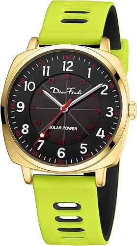 Diaofendi Reloj con energía solar para mujereshombreenfermera, reloj con segunda mano de 24 horas, esfera de fácil lectura de hora militar