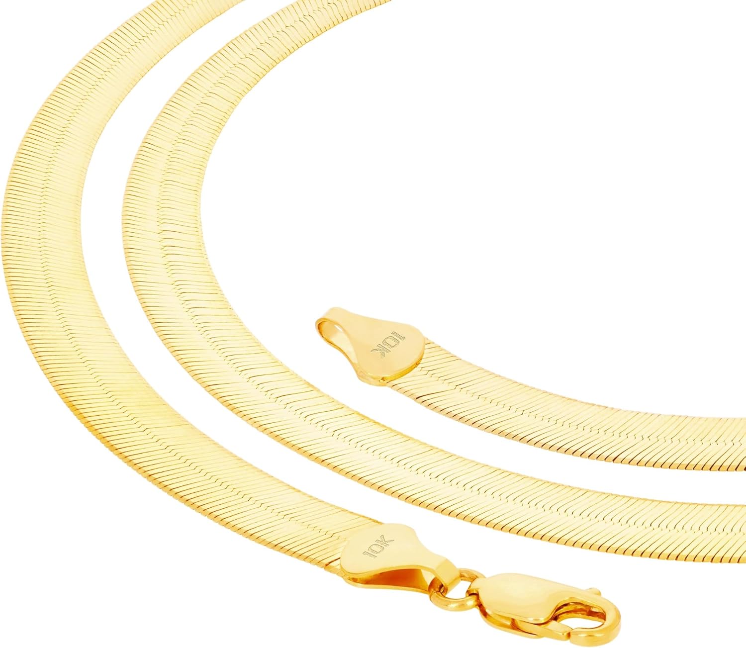 Nuragold 10k Real Yellow Gold Solid Herringbone Flexible 3mm Chain Necklace (16"-24") Italian Jewelry for Women